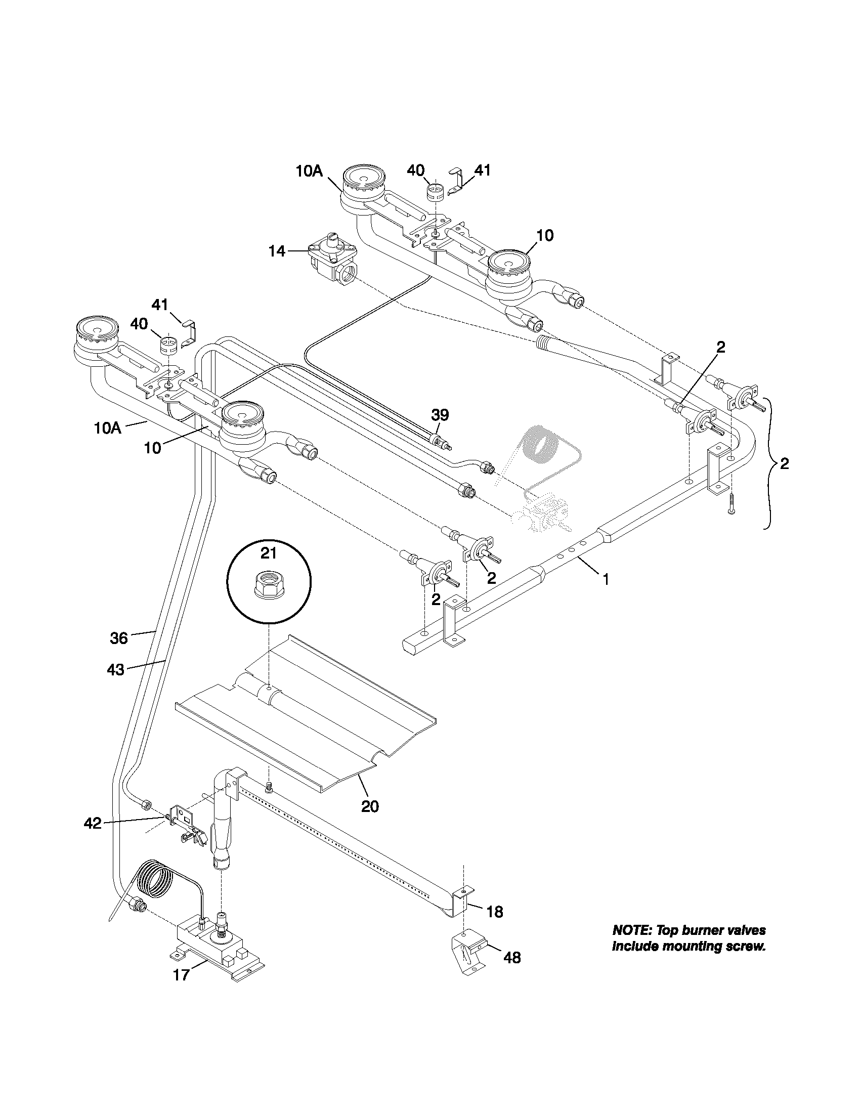 White-Westinghouse WLF311SHWB burner diagram