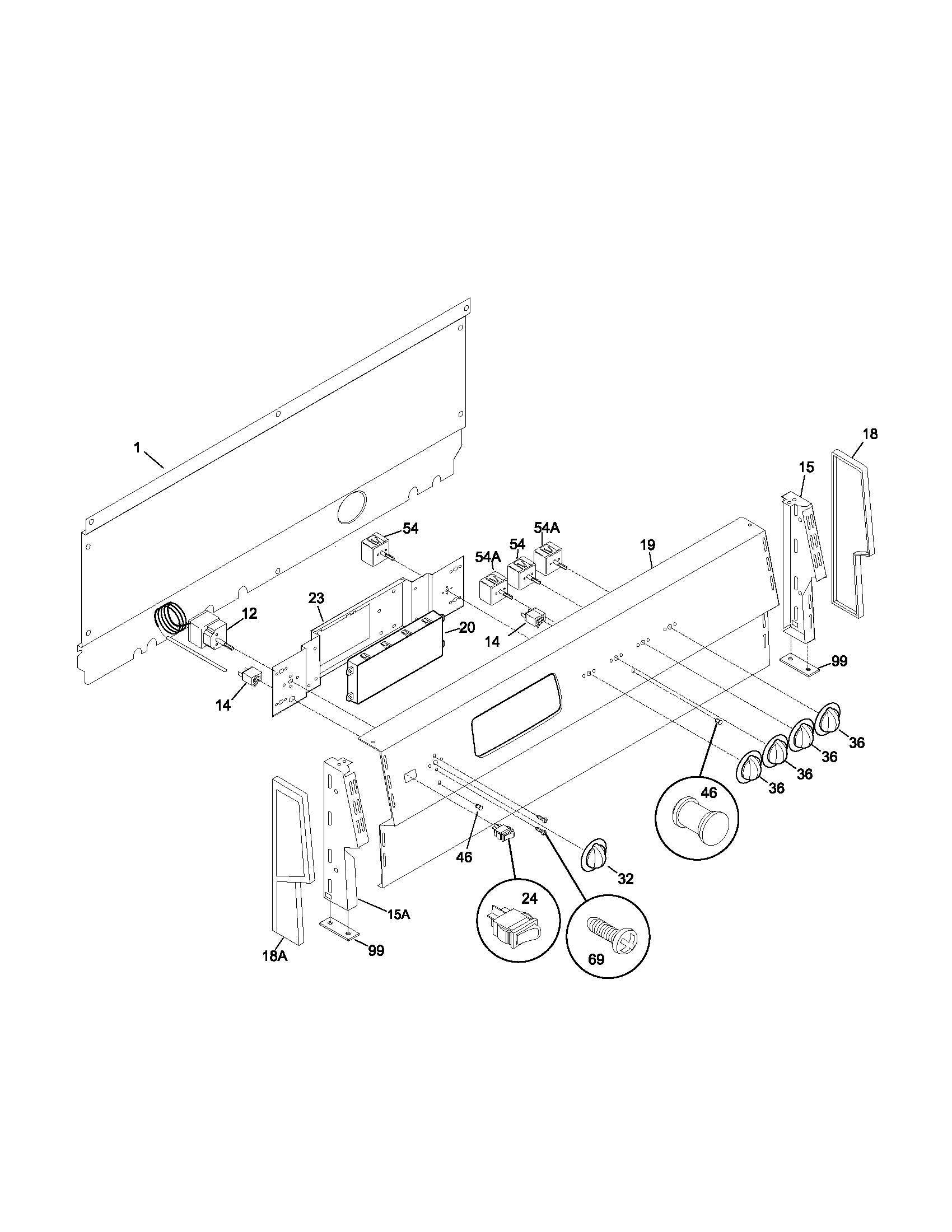 Frigidaire FEF450BWA backguard diagram