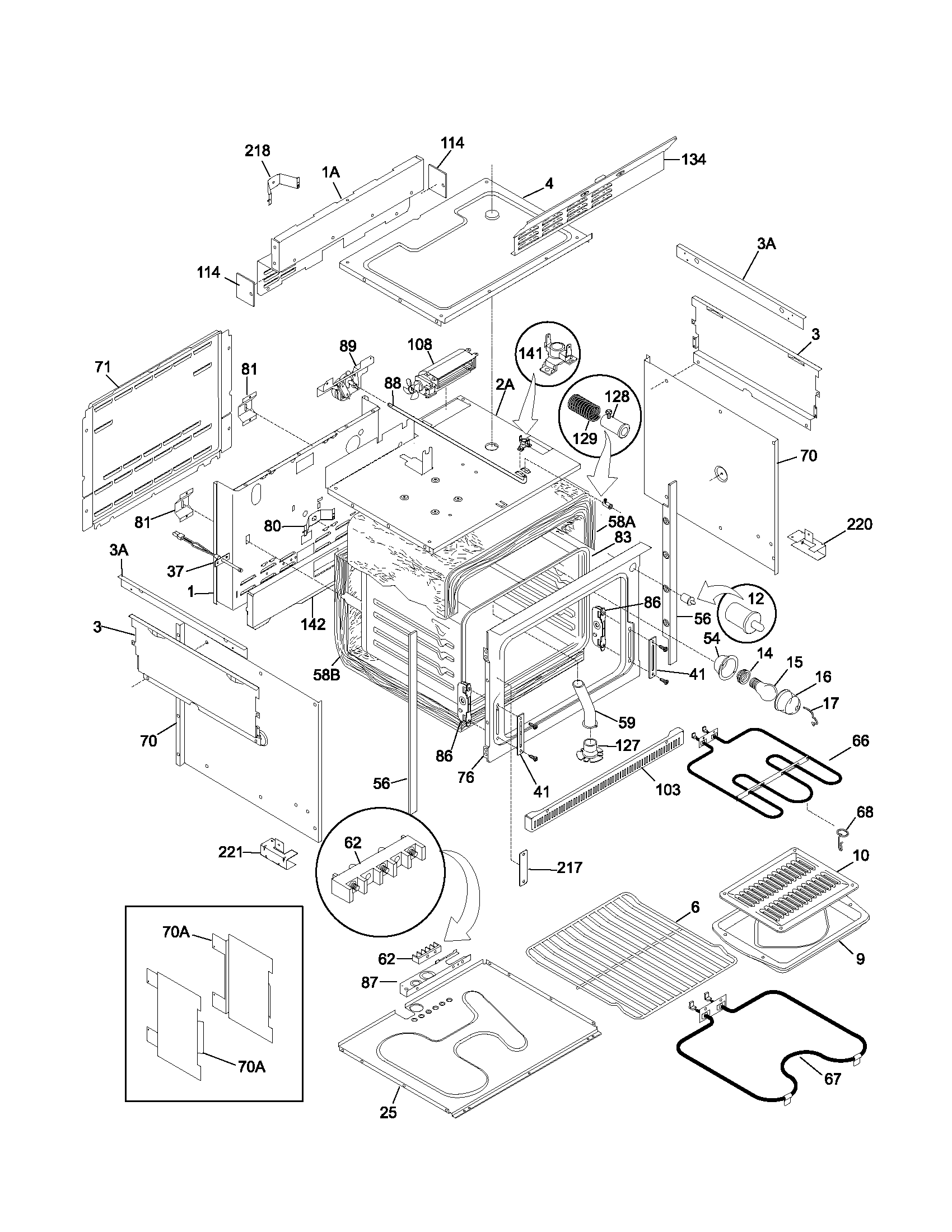 Frigidaire FED355ASD body diagram