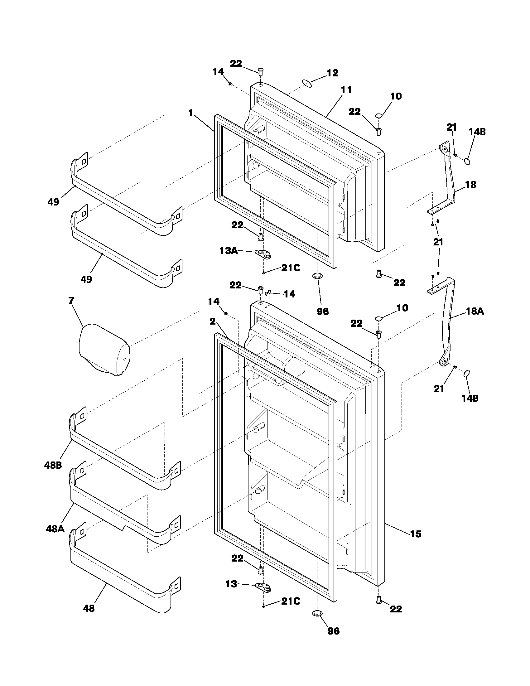 Frigidaire GLRT215RBB2 doors diagram