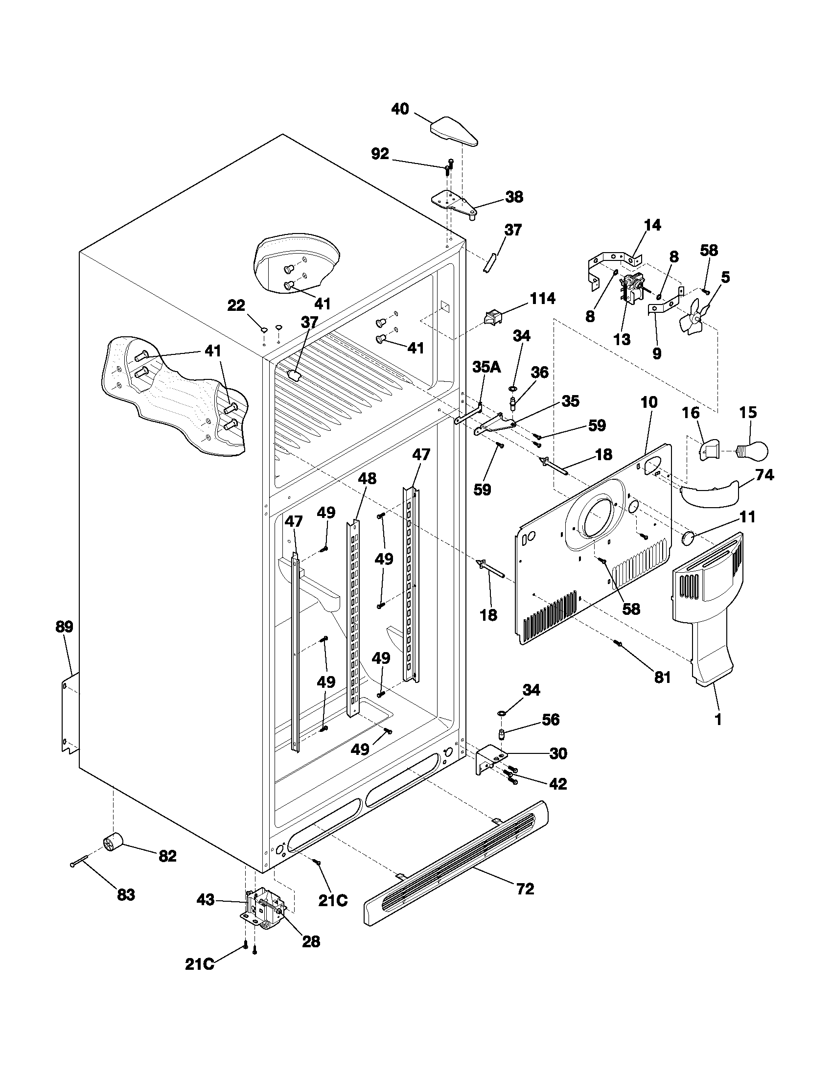 Frigidaire GLRT215RBB2 cabinet diagram