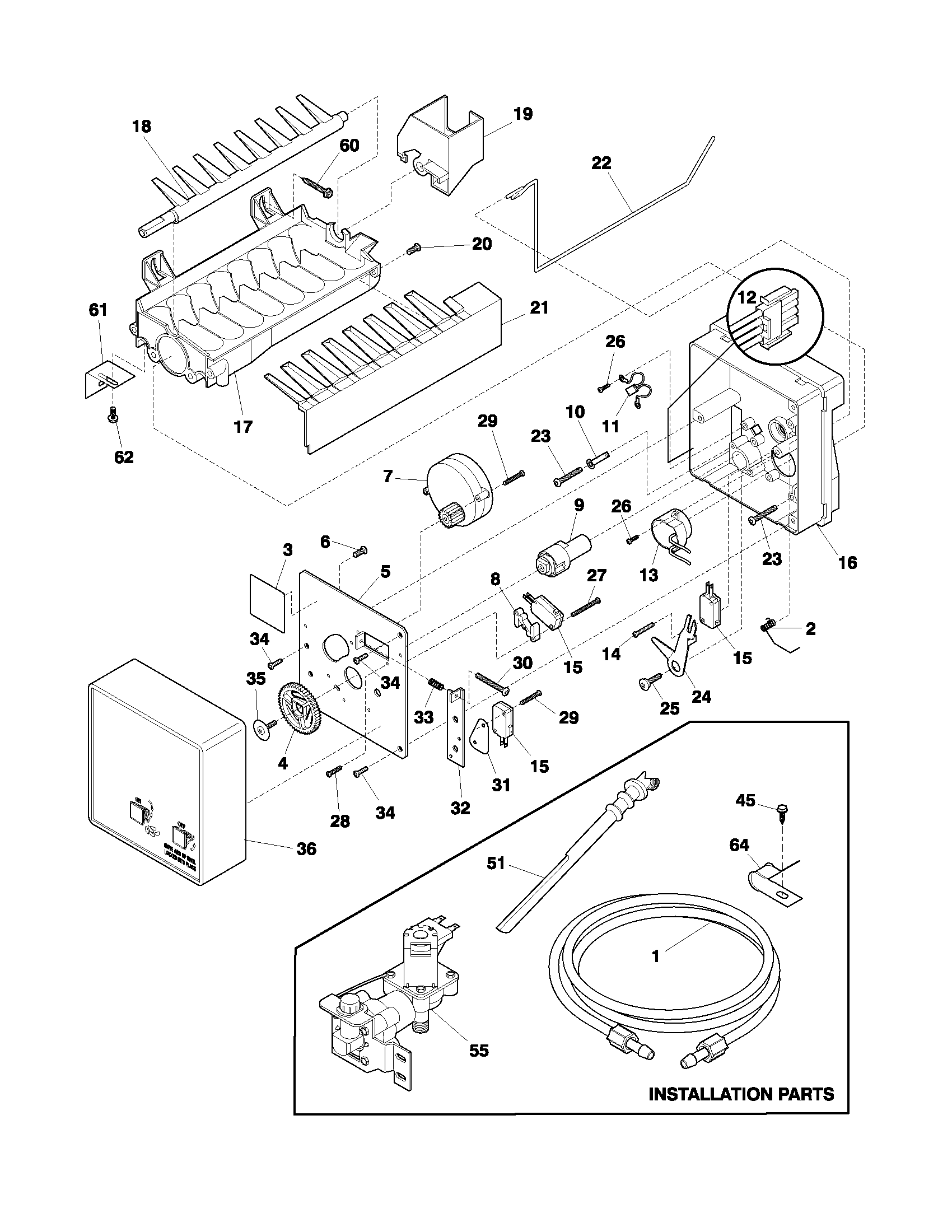 Frigidaire GLRT215RBB2 ice maker diagram