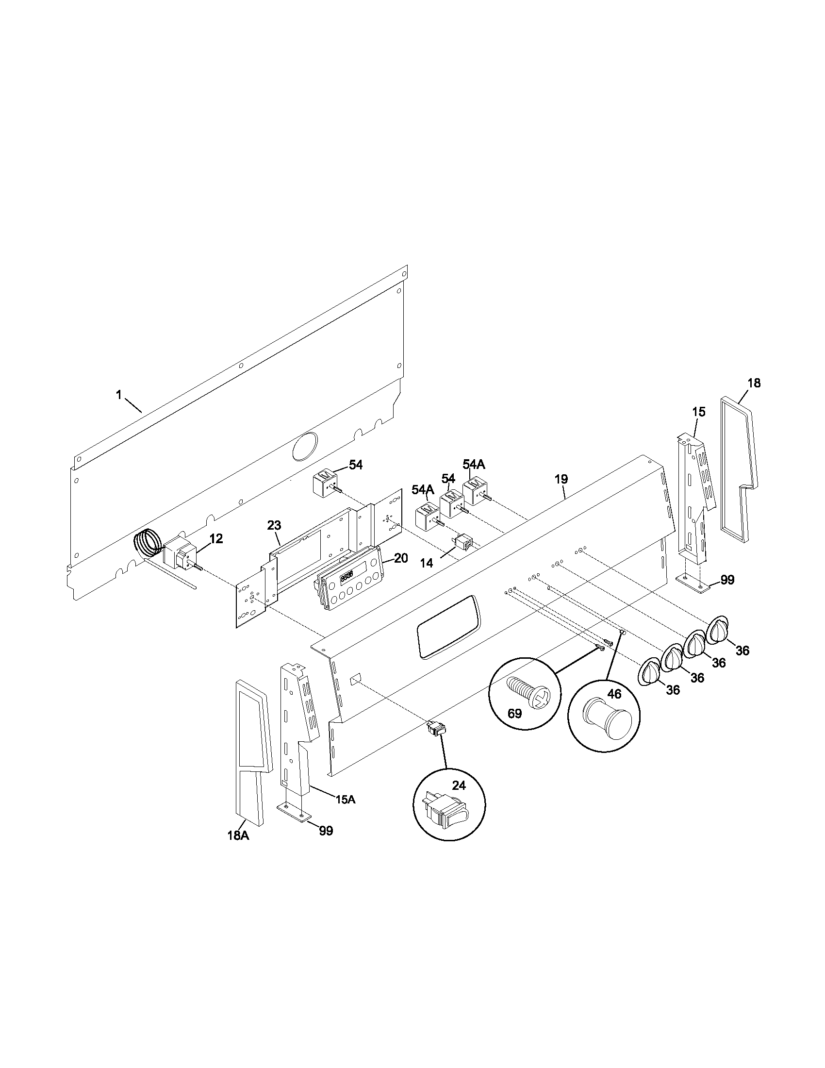 Frigidaire FEF402BWA backguard diagram