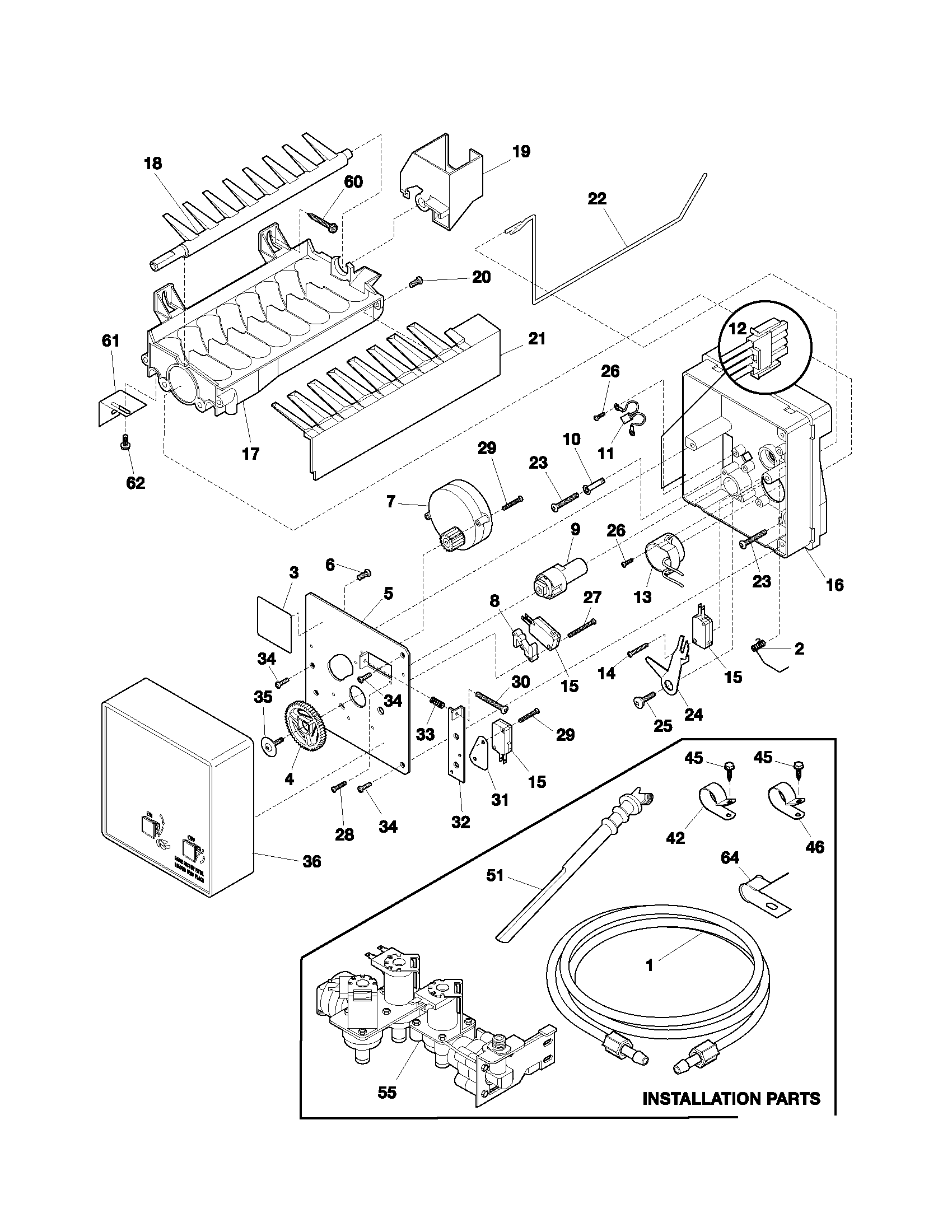 Frigidaire GLHS280ZAB3 ice maker diagram