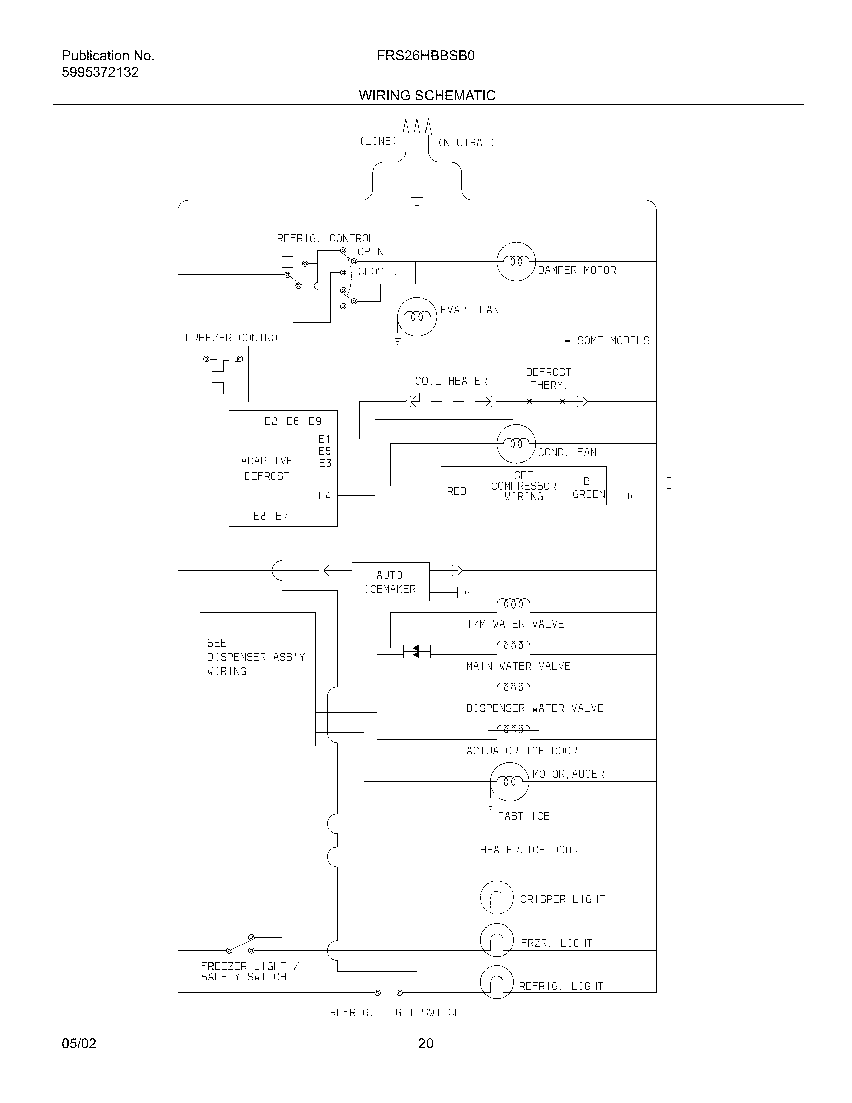 Frigidaire FRS26HBBSB0 wiring schematic diagram