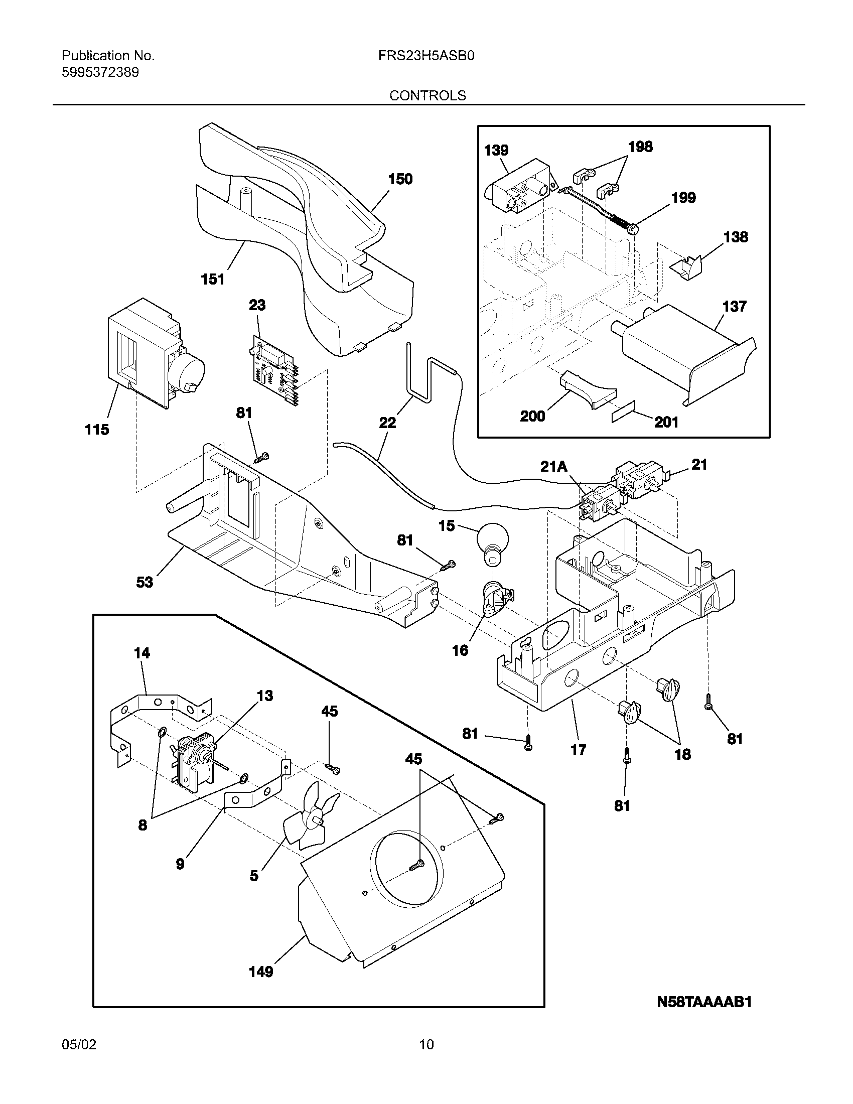 Frigidaire FRS23H5ASB3 controls diagram