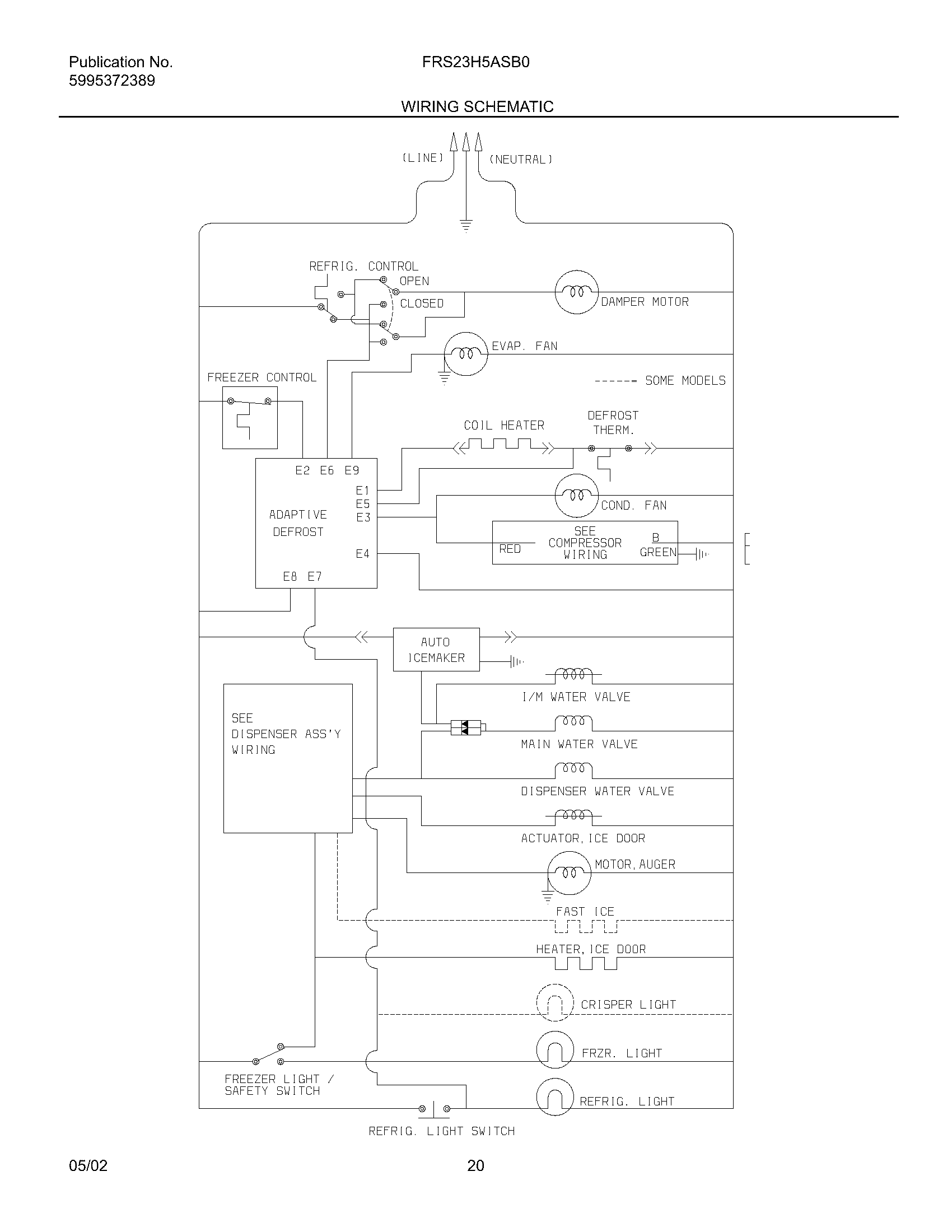 Frigidaire FRS23H5ASB3 wiring schematic diagram