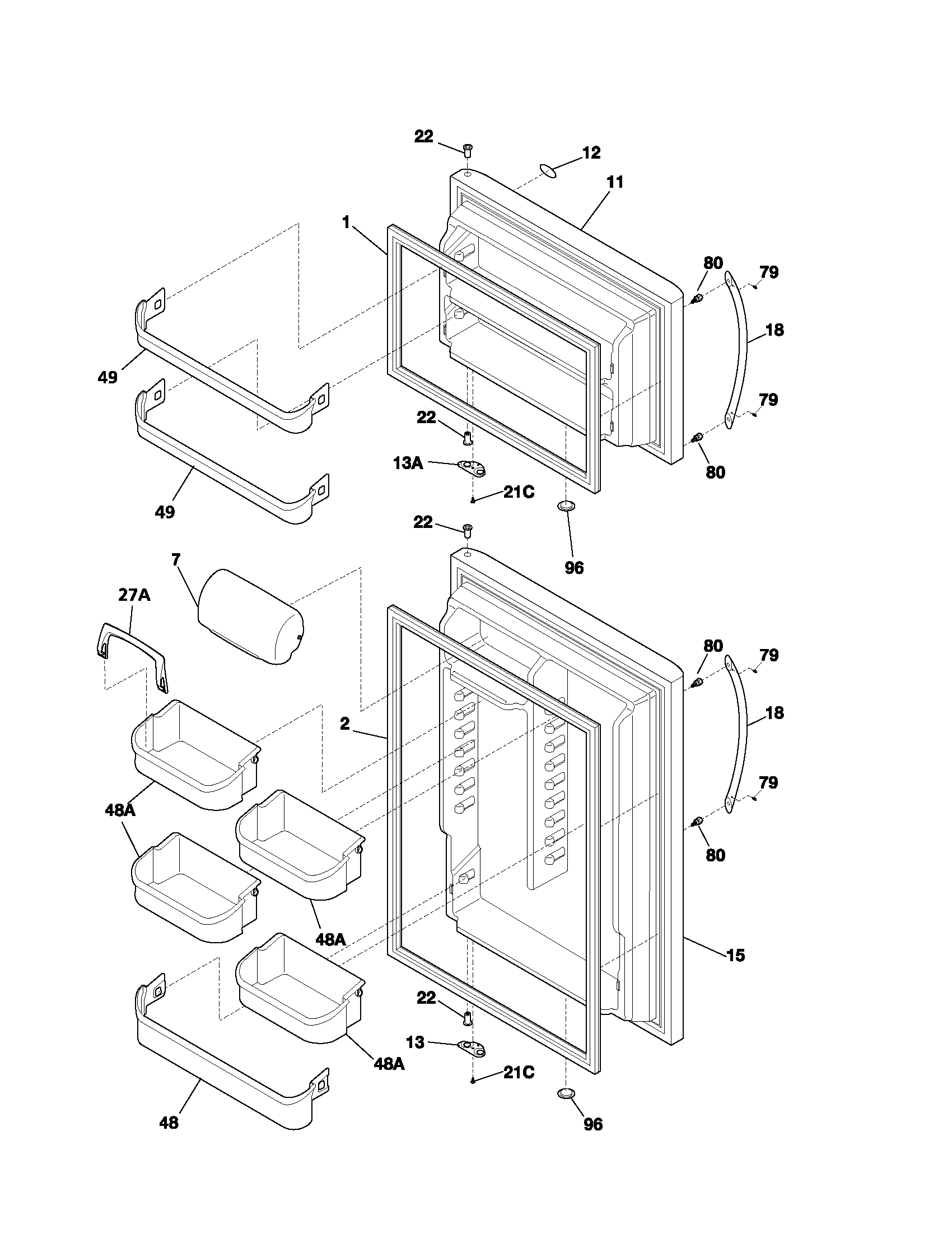 Frigidaire PLHT217TAK3 doors diagram