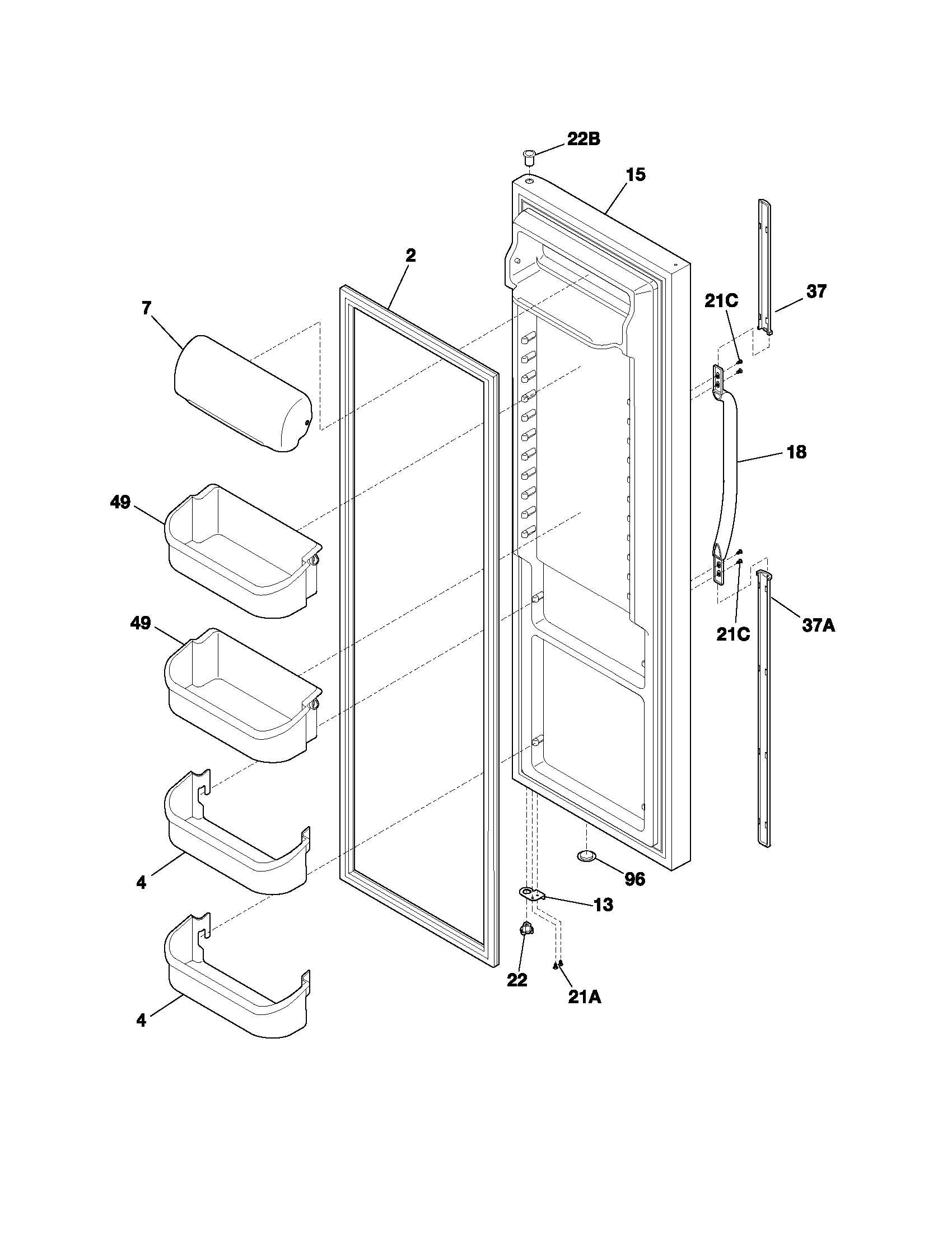 Frigidaire FRS23KR4AB5 refrigerator door diagram