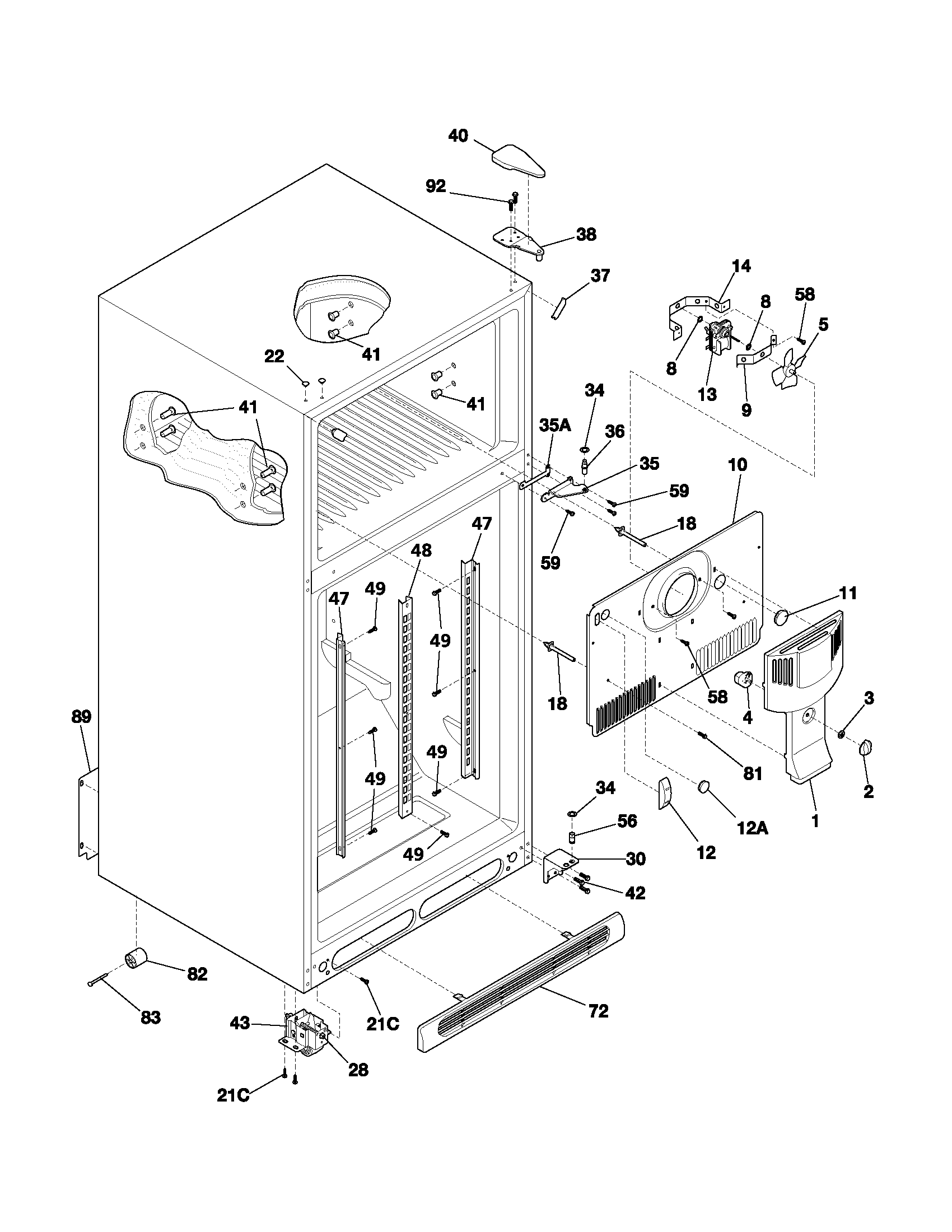 Frigidaire FRT21P5AQ6 cabinet diagram