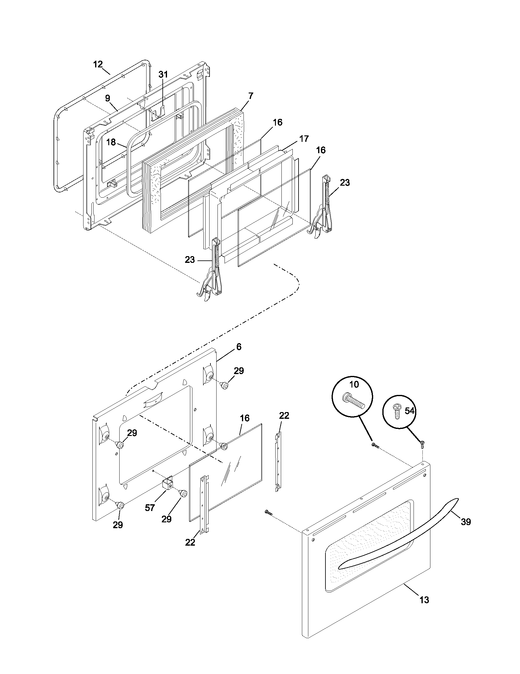 Frigidaire PLES389ACC door diagram