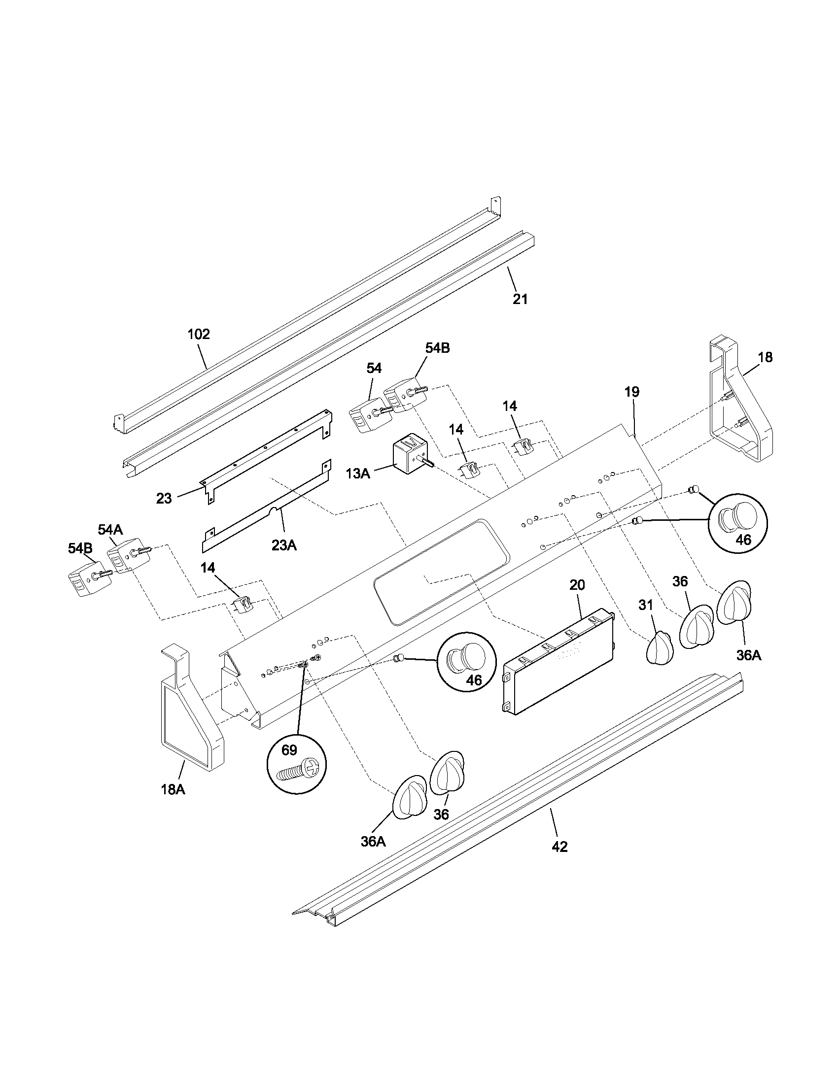 Frigidaire GLED388ASC backguard diagram