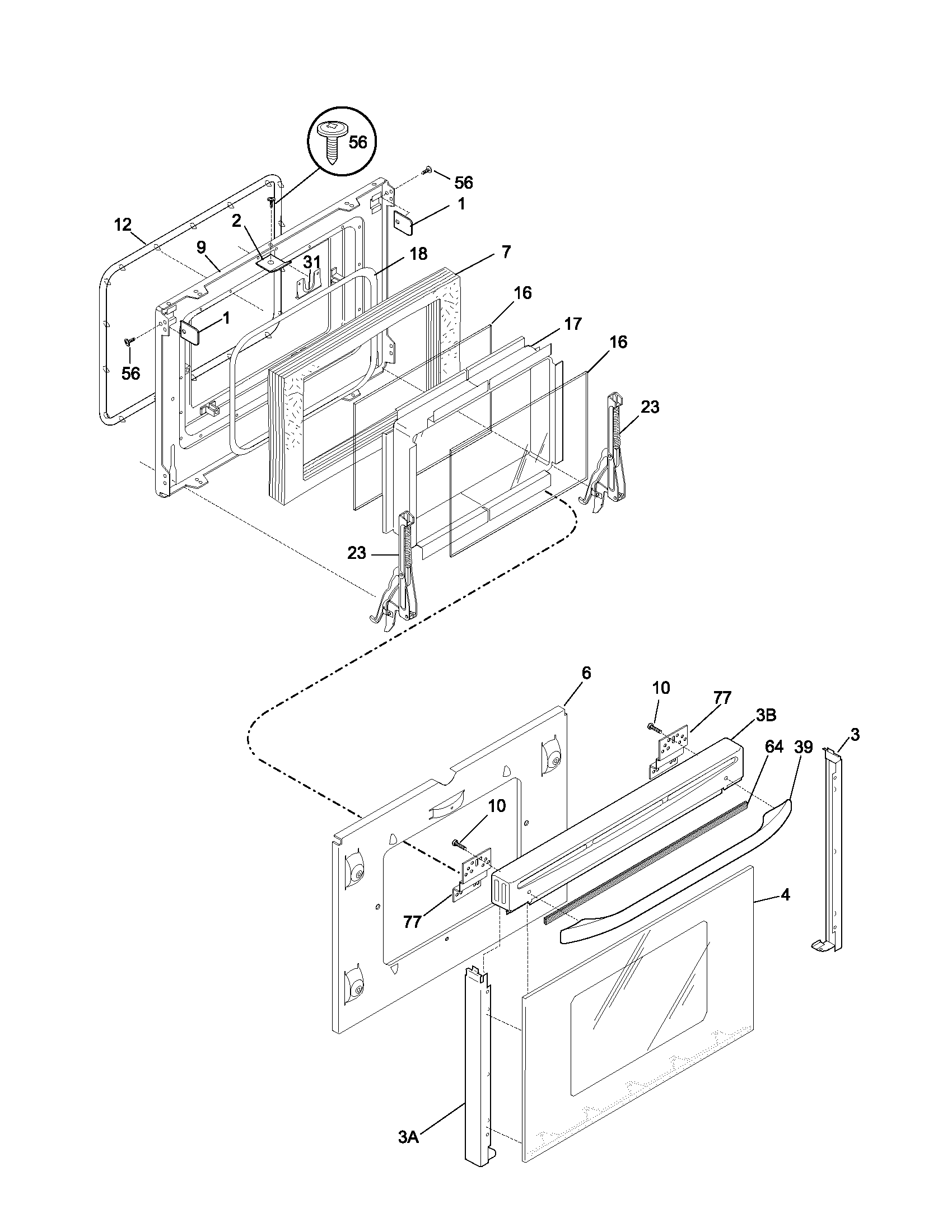 Frigidaire GLED388ASC door diagram