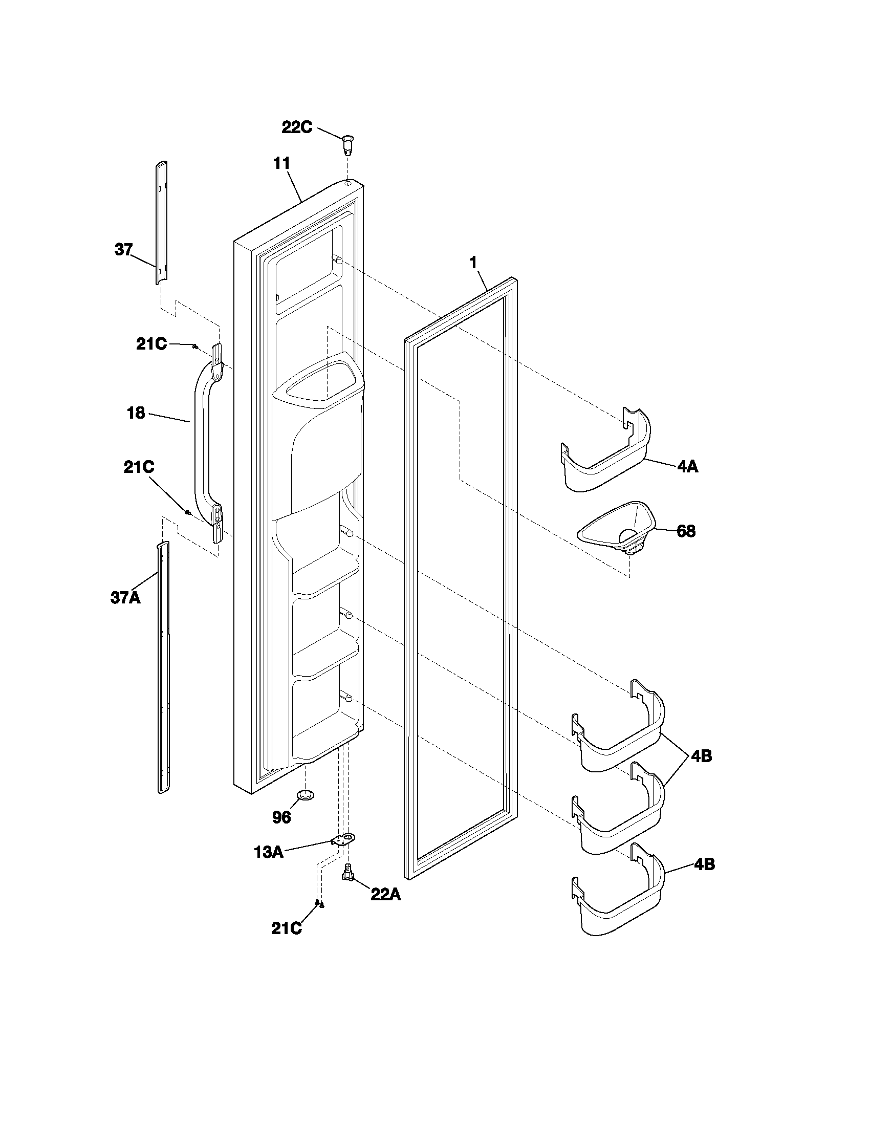 Gibson GRS26F5AQ4 freezer door diagram