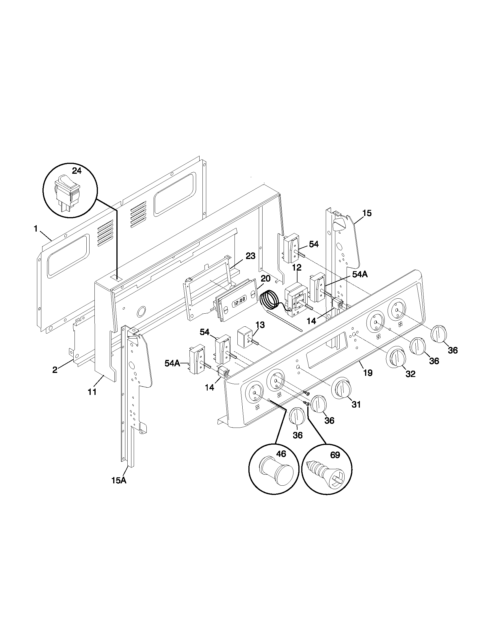 Frigidaire FEF322BXAWA backguard diagram