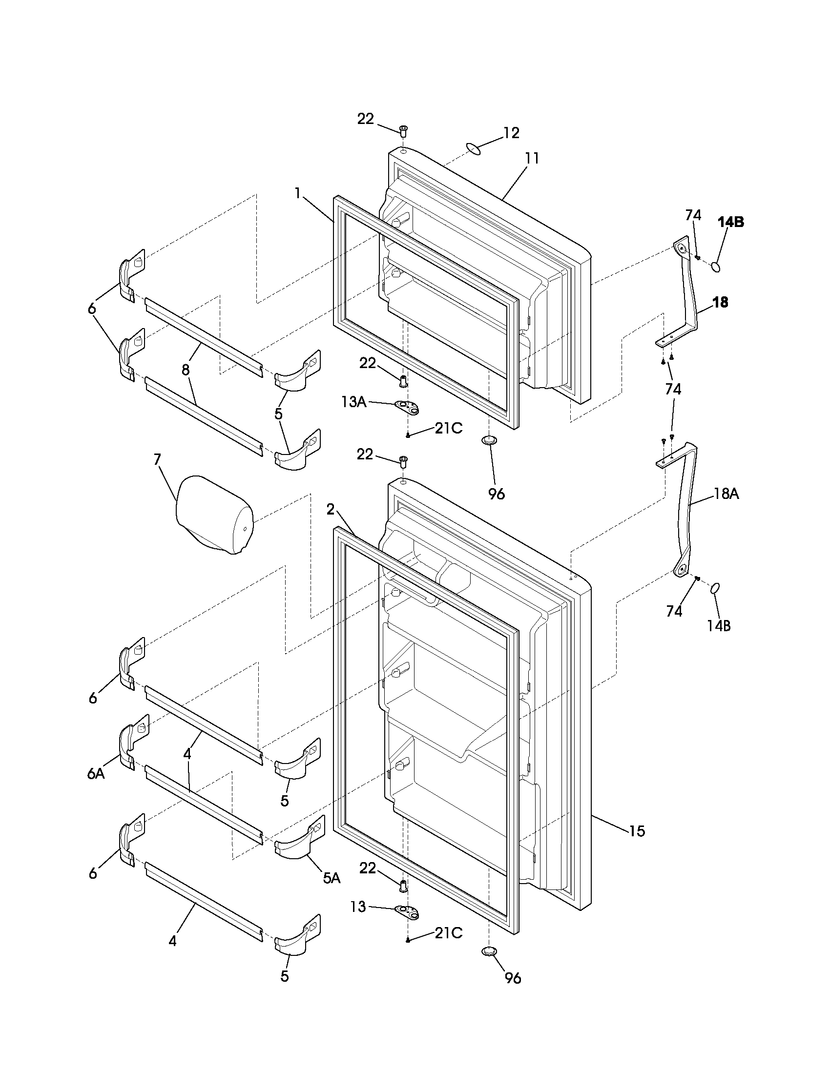 Frigidaire FRT21P6BSB2 doors diagram