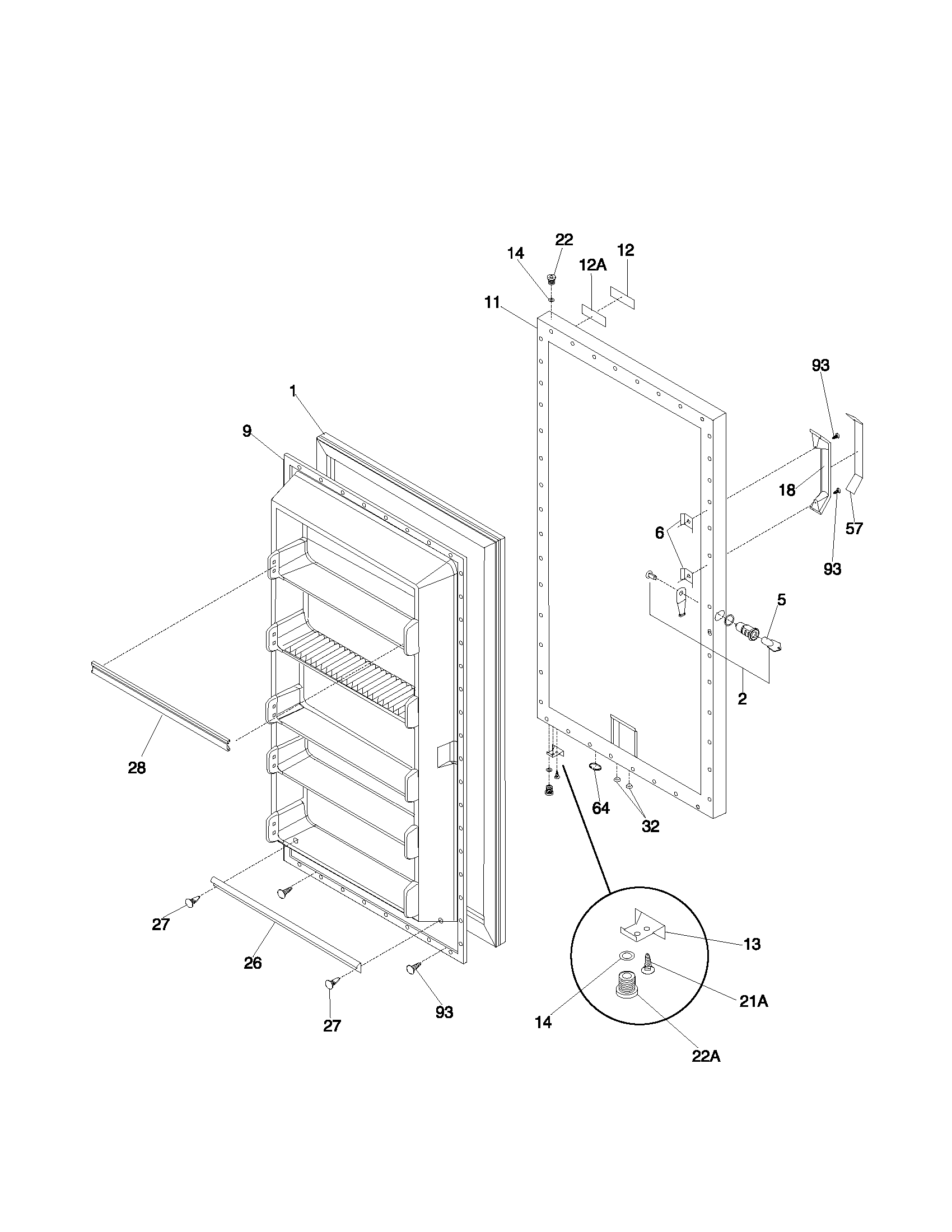 Frigidaire FFU20FC4AW2 door diagram