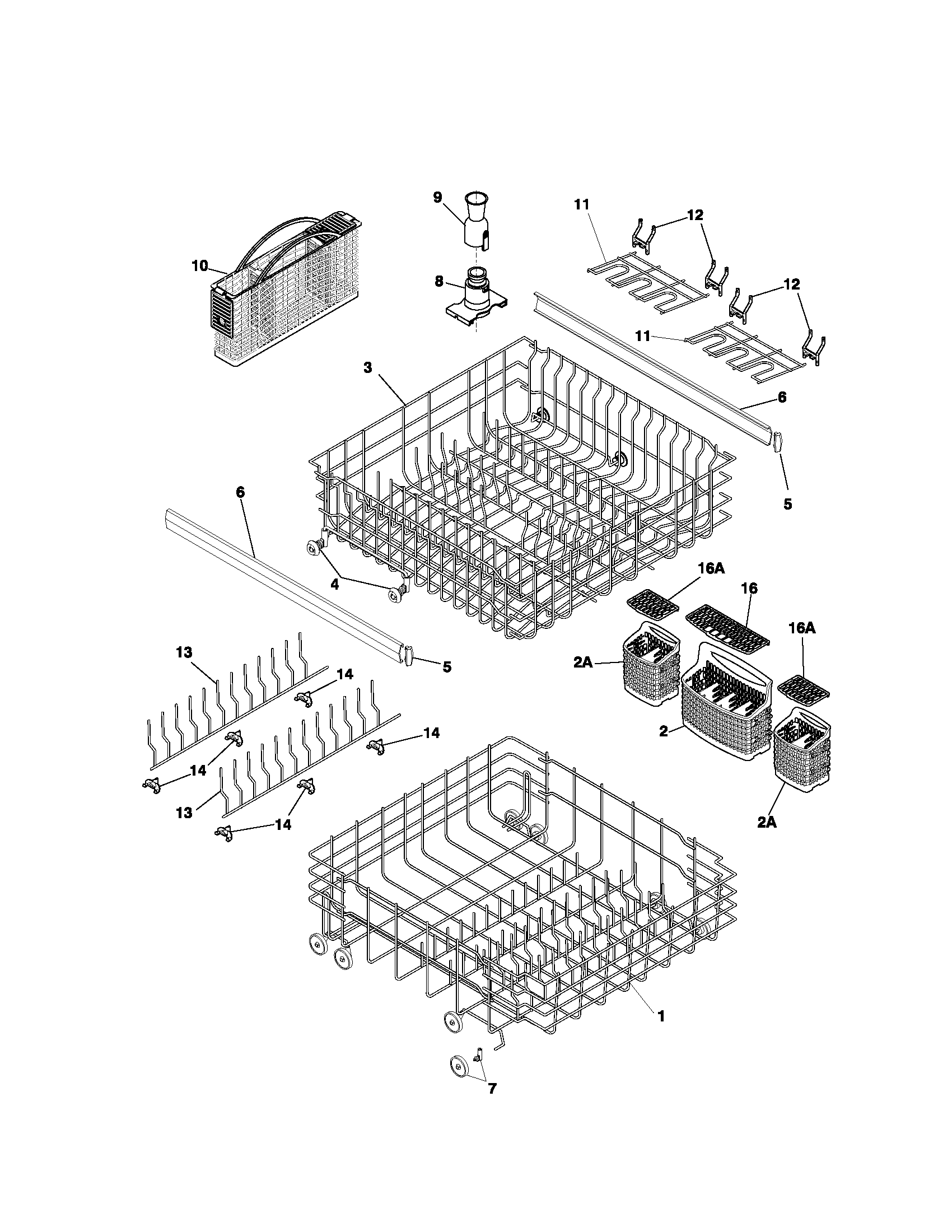 Kenmore 58715074200 racks diagram