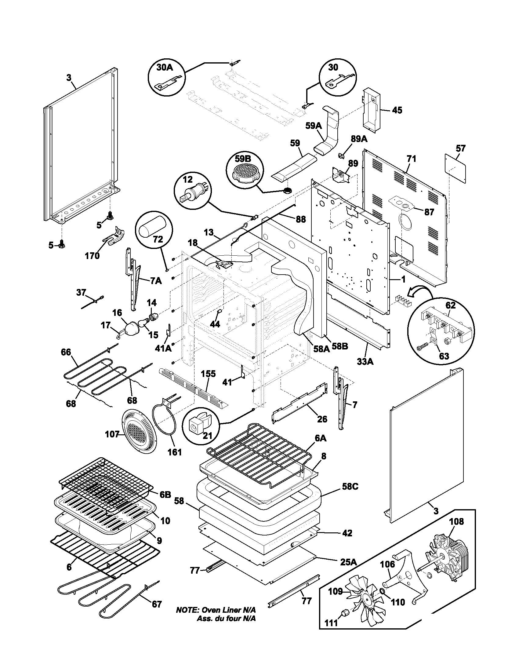 Frigidaire PLEF398ACB body diagram