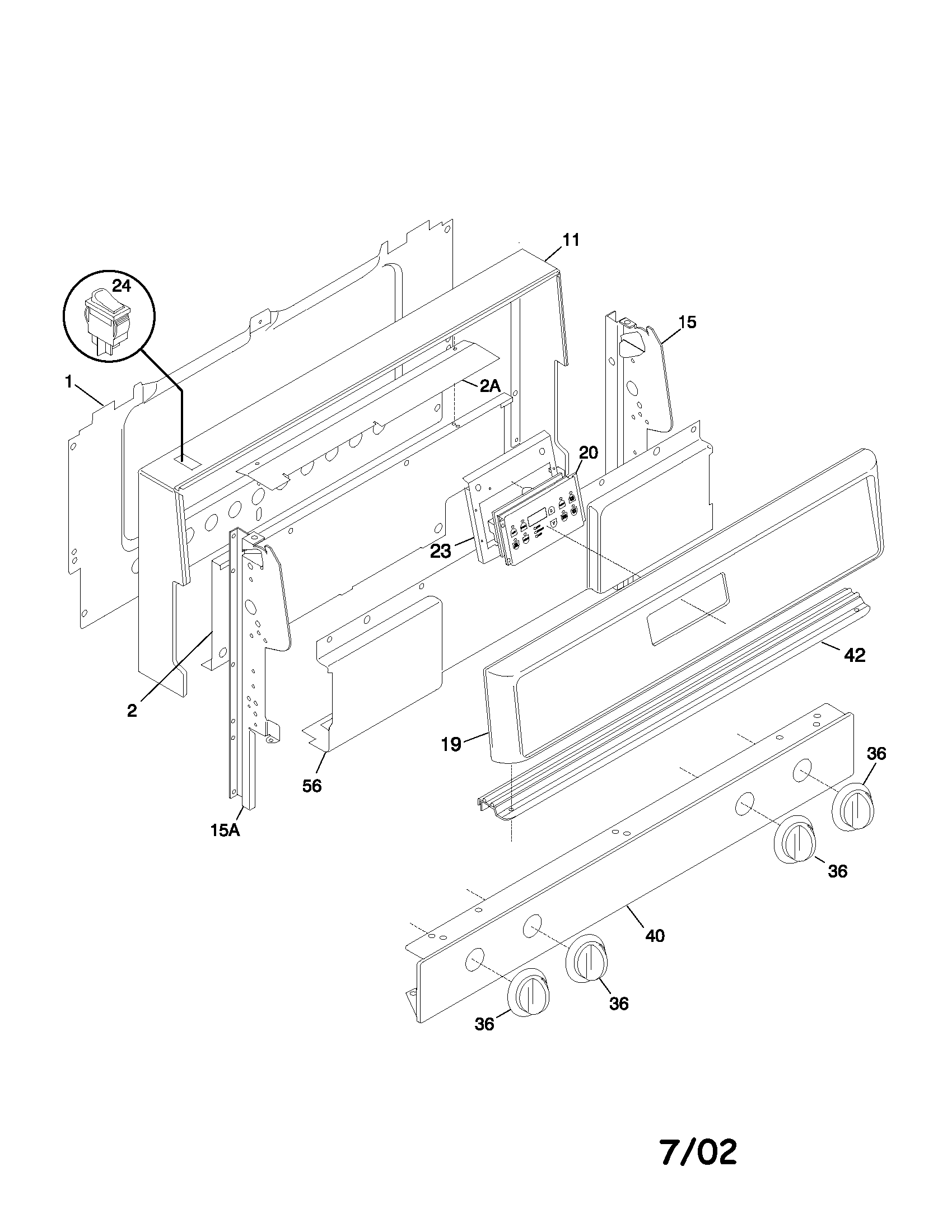 Frigidaire FGF355BXAWA backguard diagram