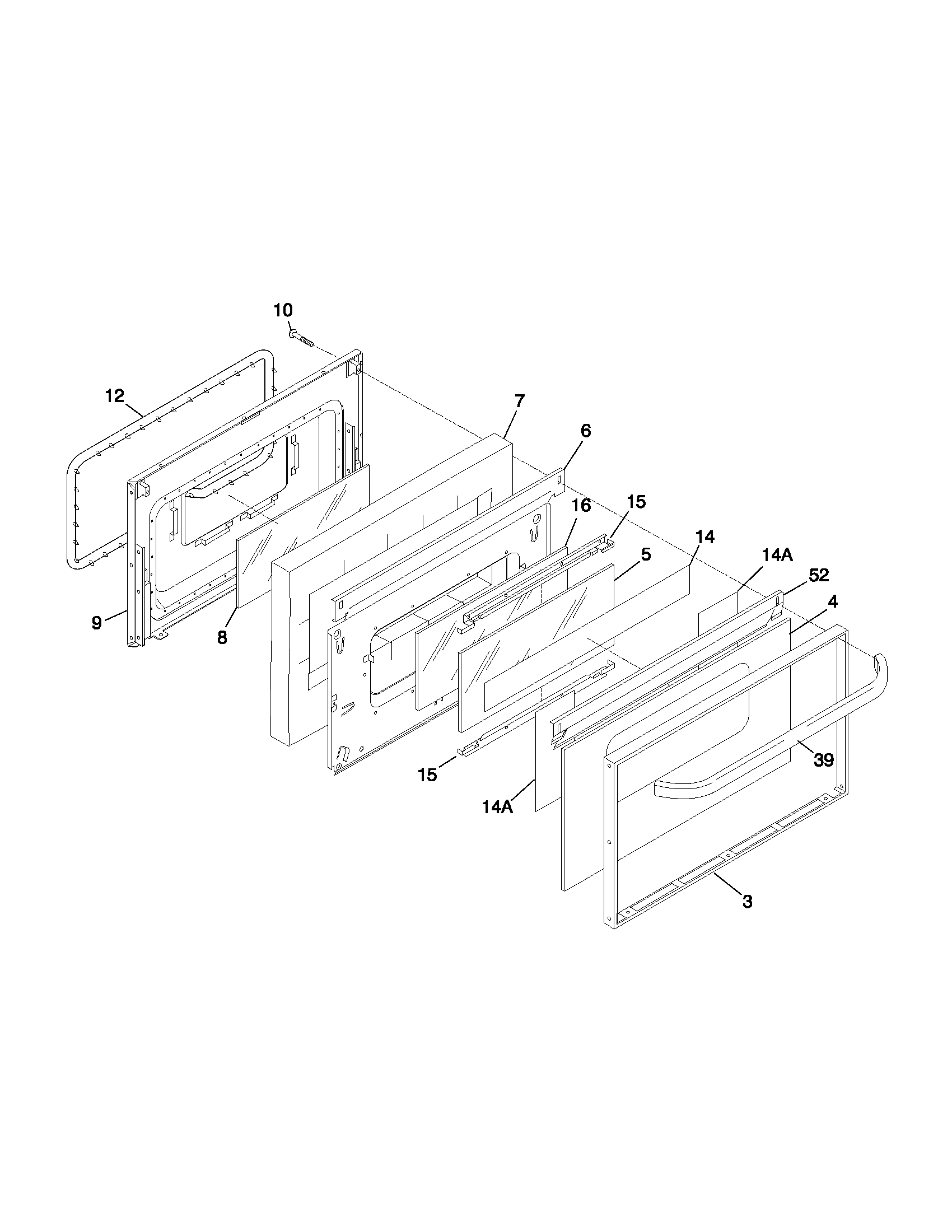Frigidaire FGF355BXAWA door diagram