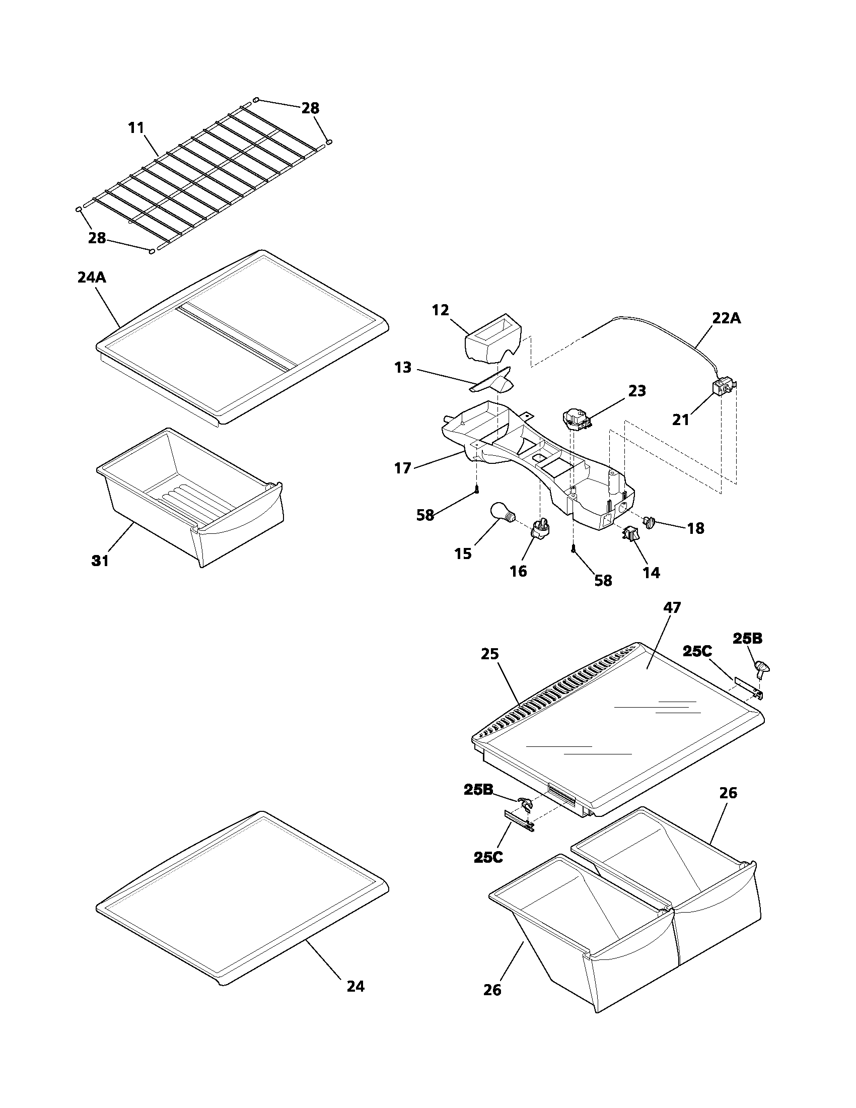 Gibson GRT18S6AQ6 shelves diagram