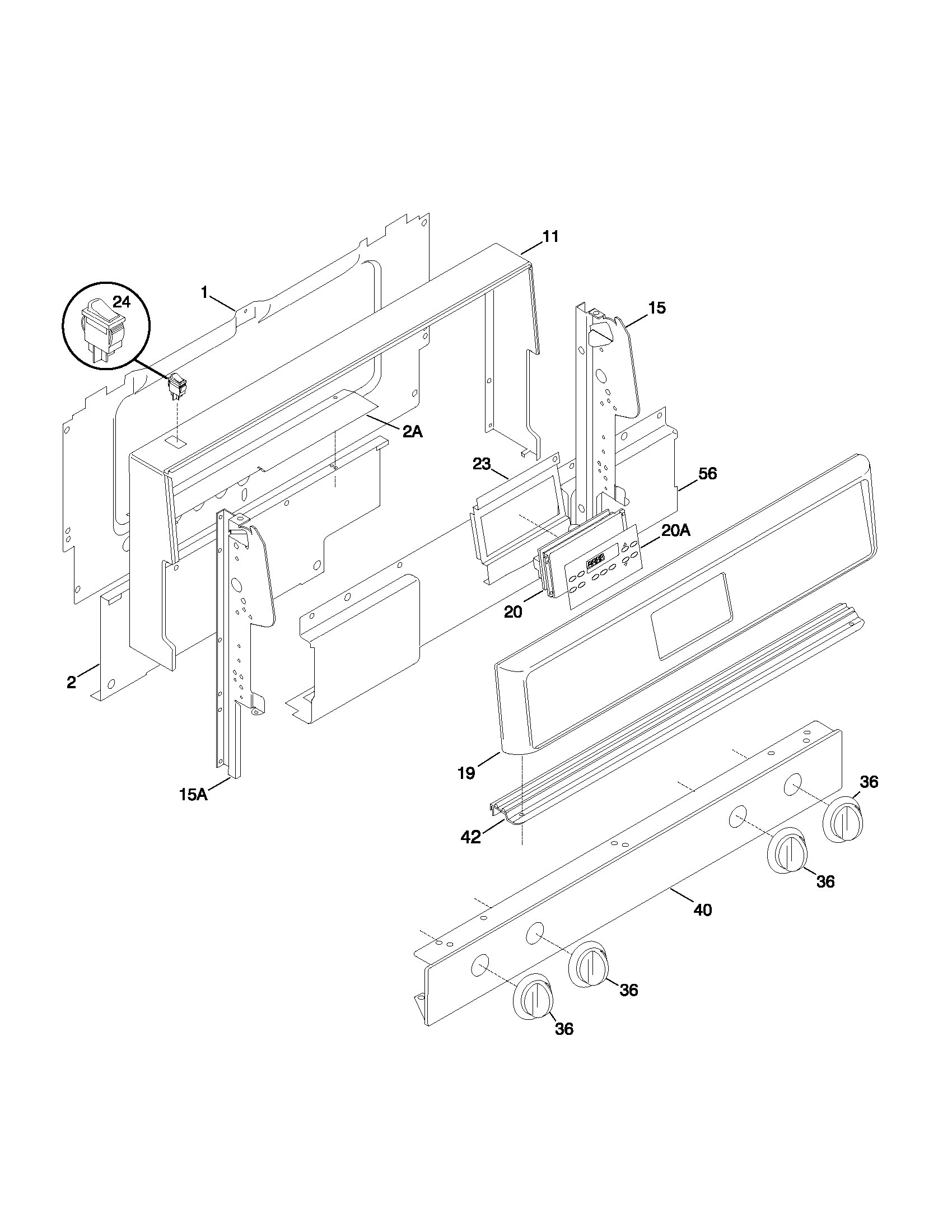 Frigidaire FGF376CXBSA backguard diagram