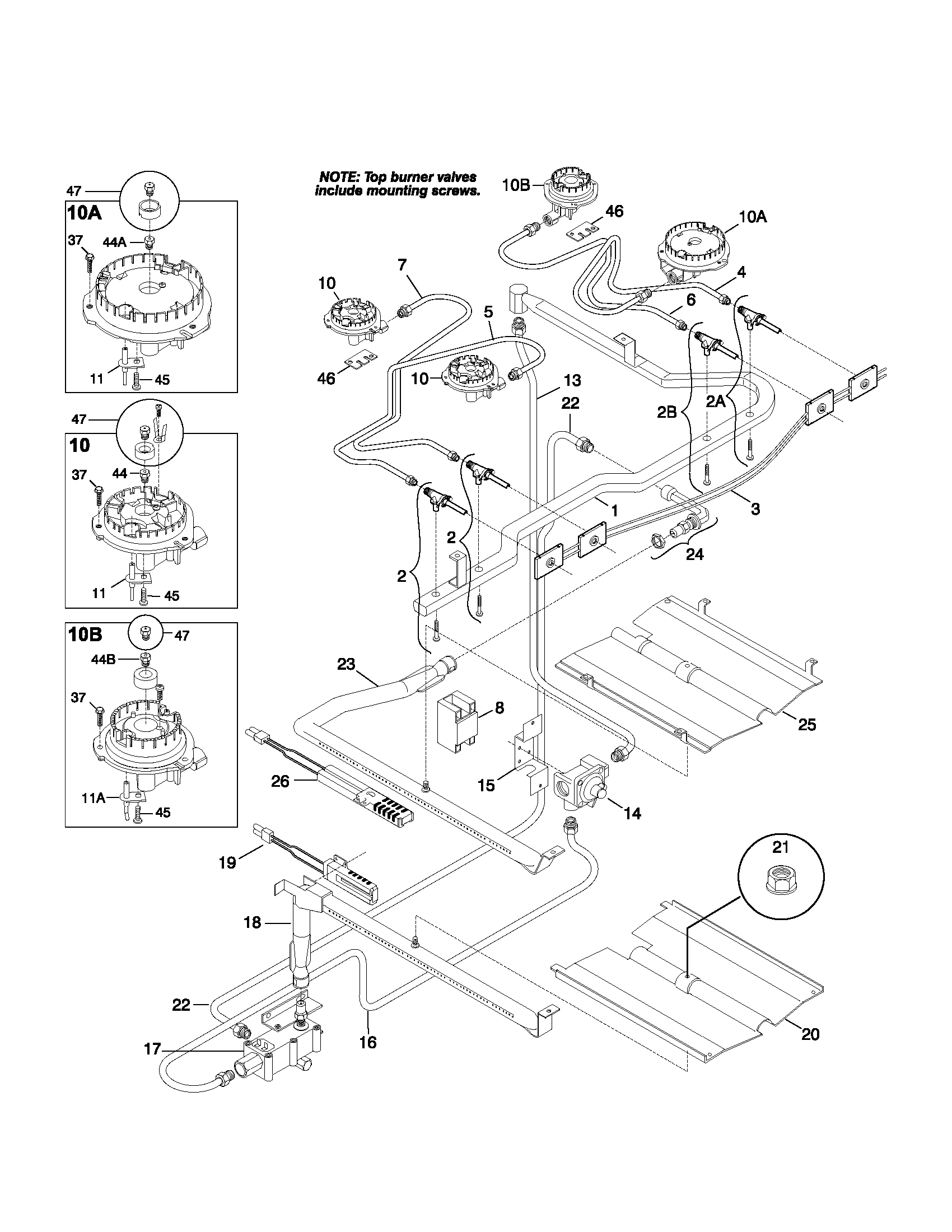 Frigidaire FGF376CXBSA burner diagram