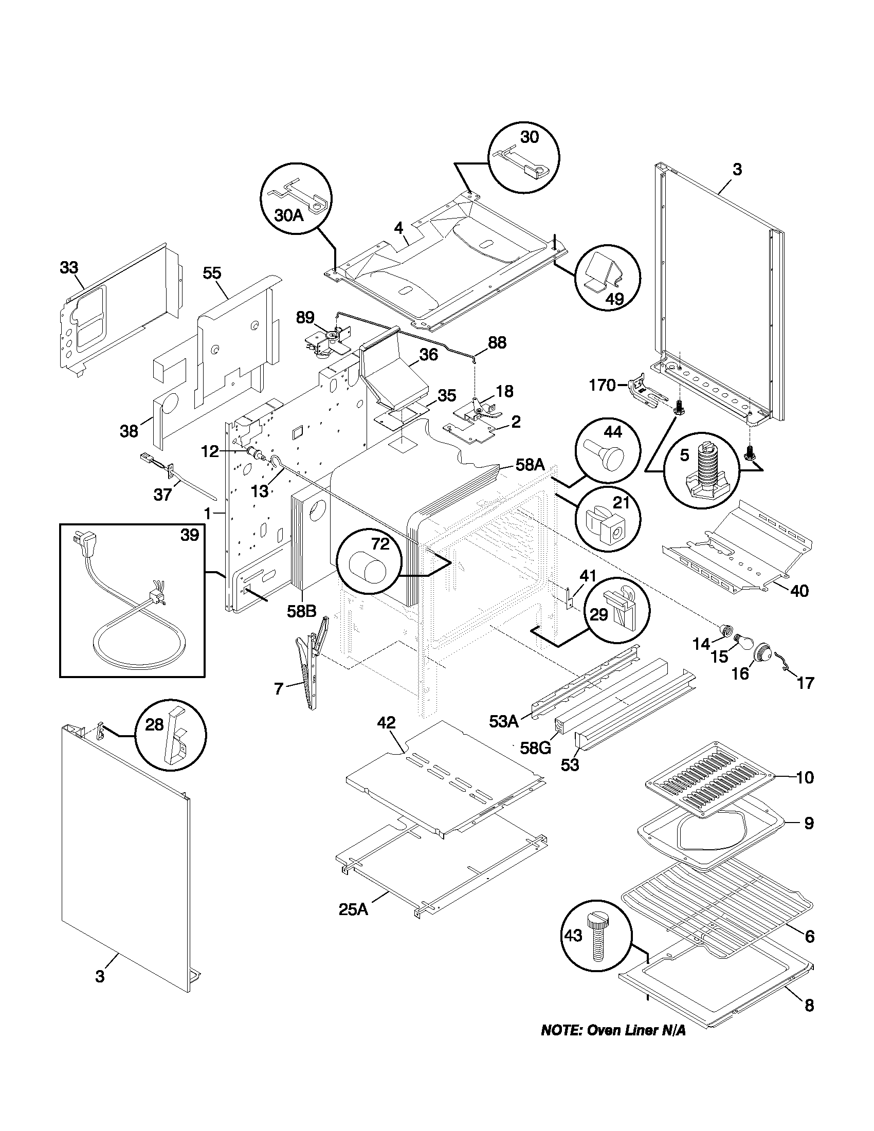 Frigidaire FGF376CXBSA body diagram