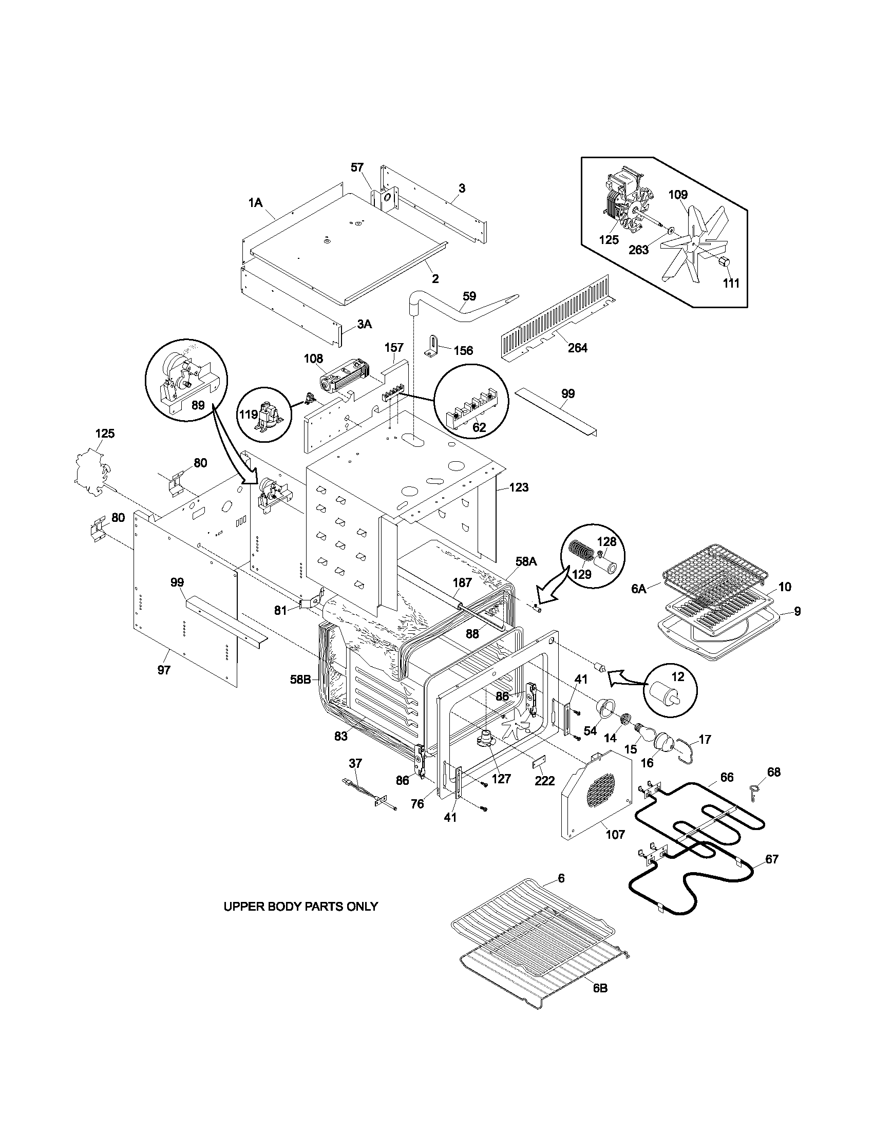 Frigidaire PLEB27T8ACB upper oven diagram