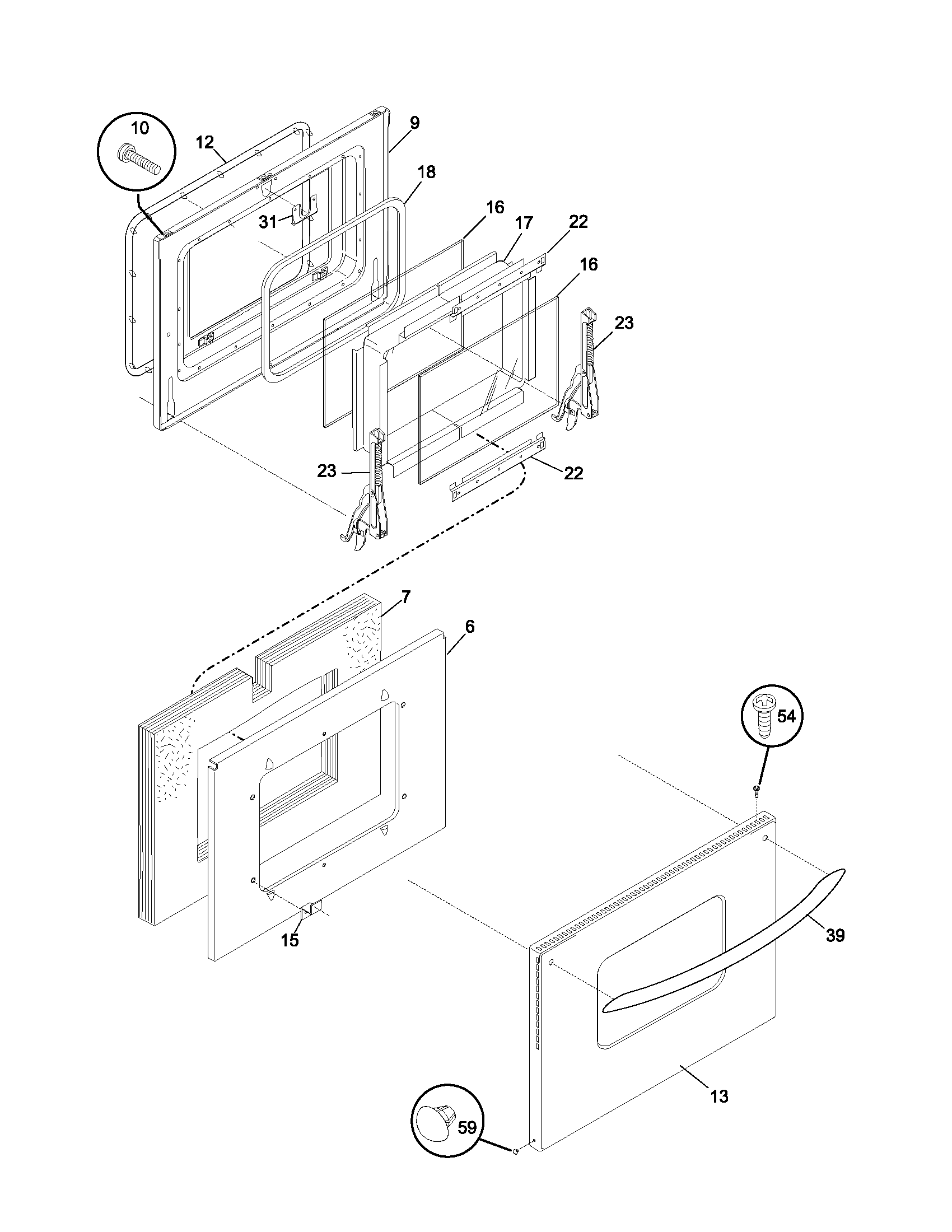 Frigidaire PLEB27T8ACB door diagram