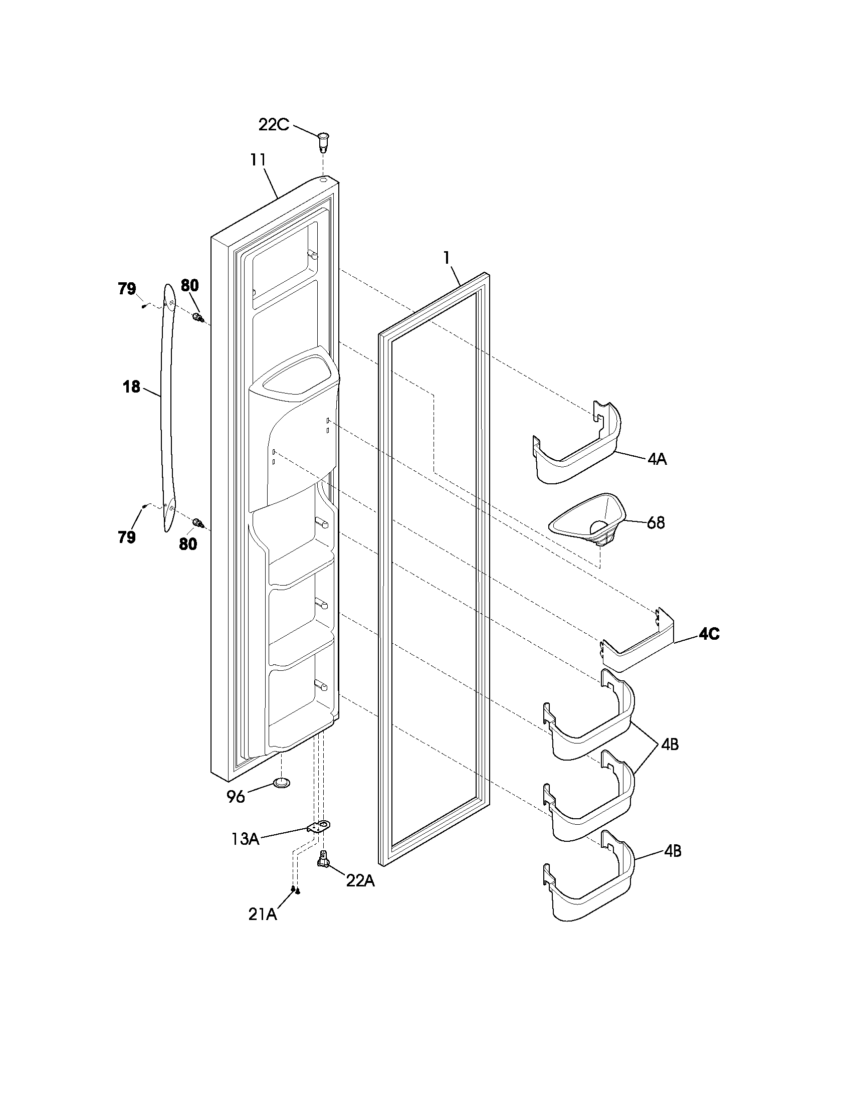 Frigidaire PLHS280ZAB3 freezer door diagram
