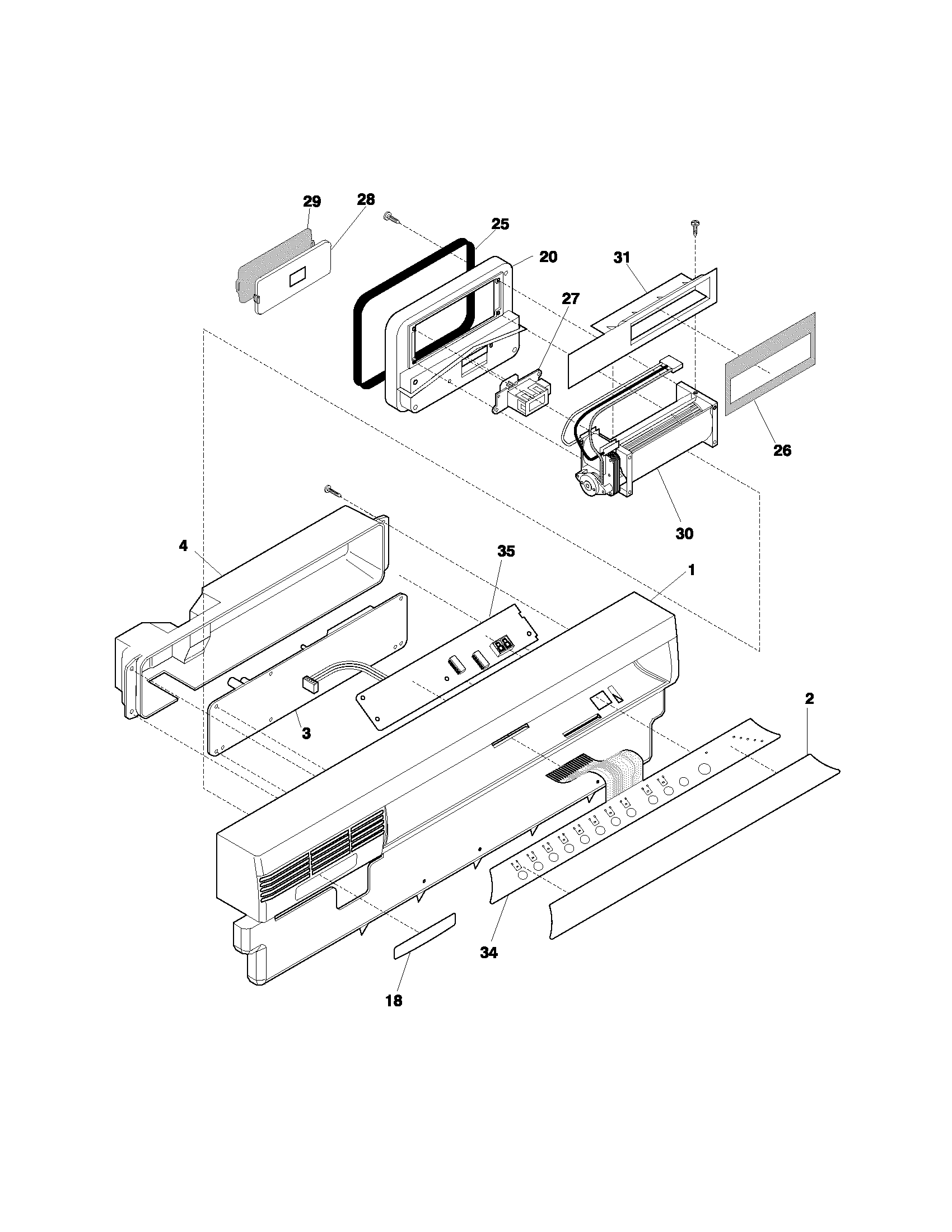 Frigidaire PLDB998AC1 control panel diagram