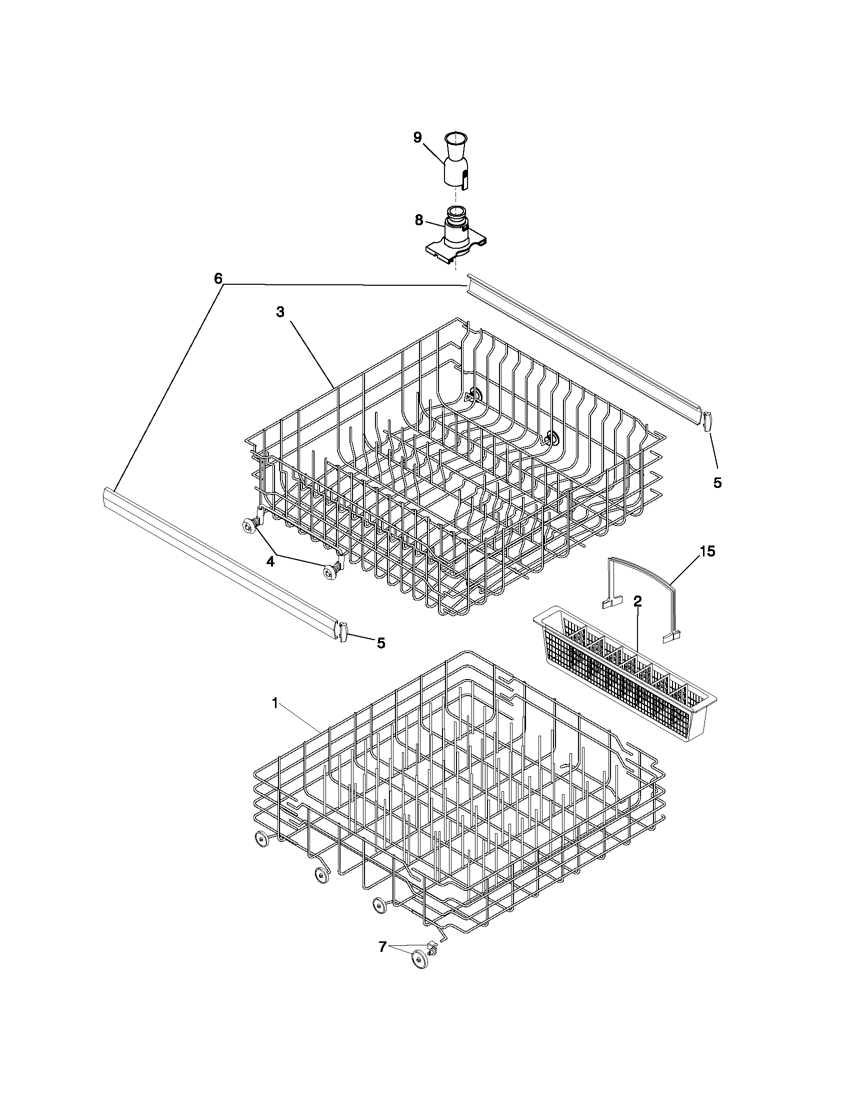 Frigidaire GLDB756AB1 racks diagram