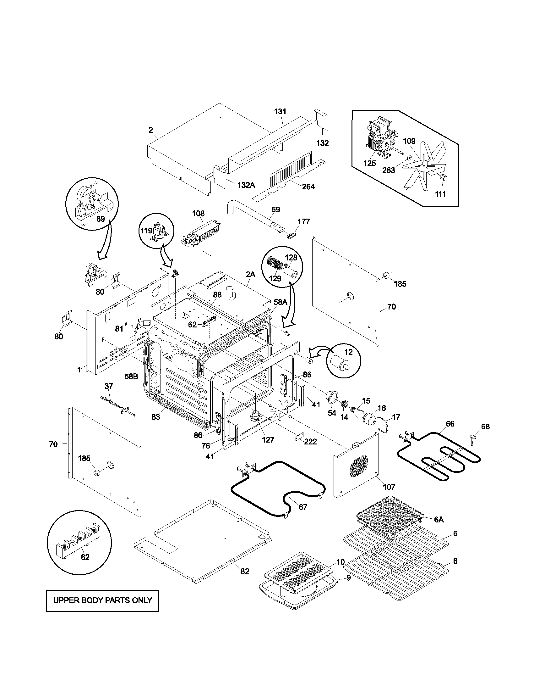 Frigidaire PLEB30T8ACB upper oven diagram