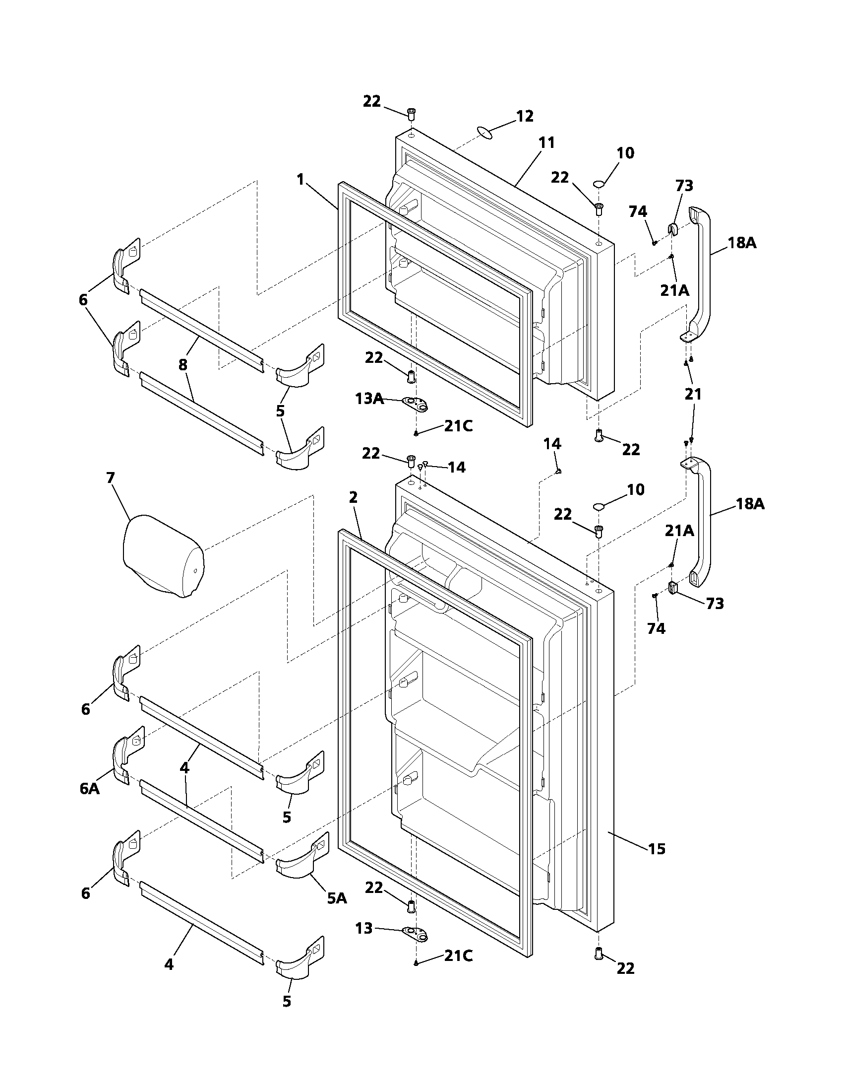 White-Westinghouse WRT18MP5AQ2 door diagram