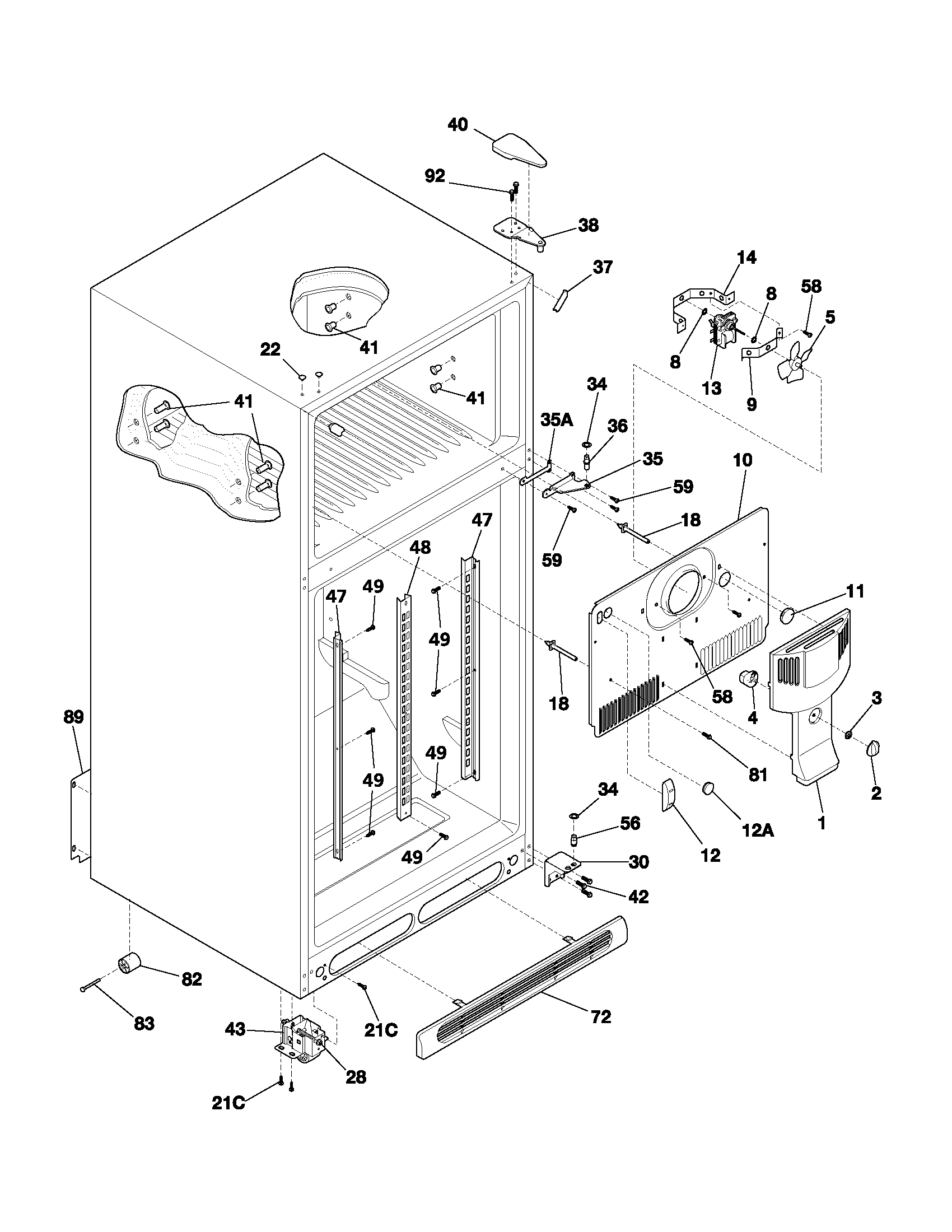 White-Westinghouse WRT18MP5AQ2 cabinet diagram