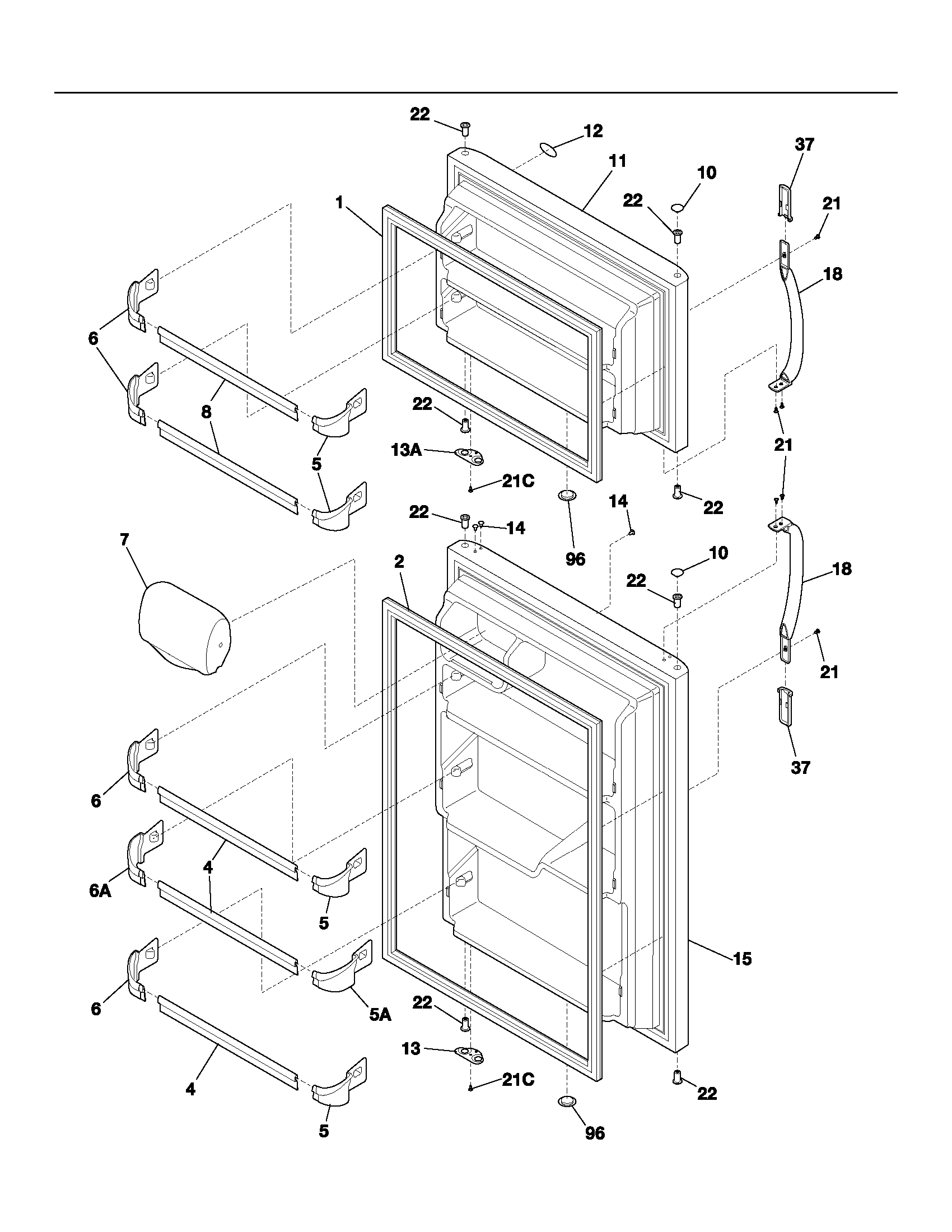 Frigidaire FRT18G5AQ7 doors diagram