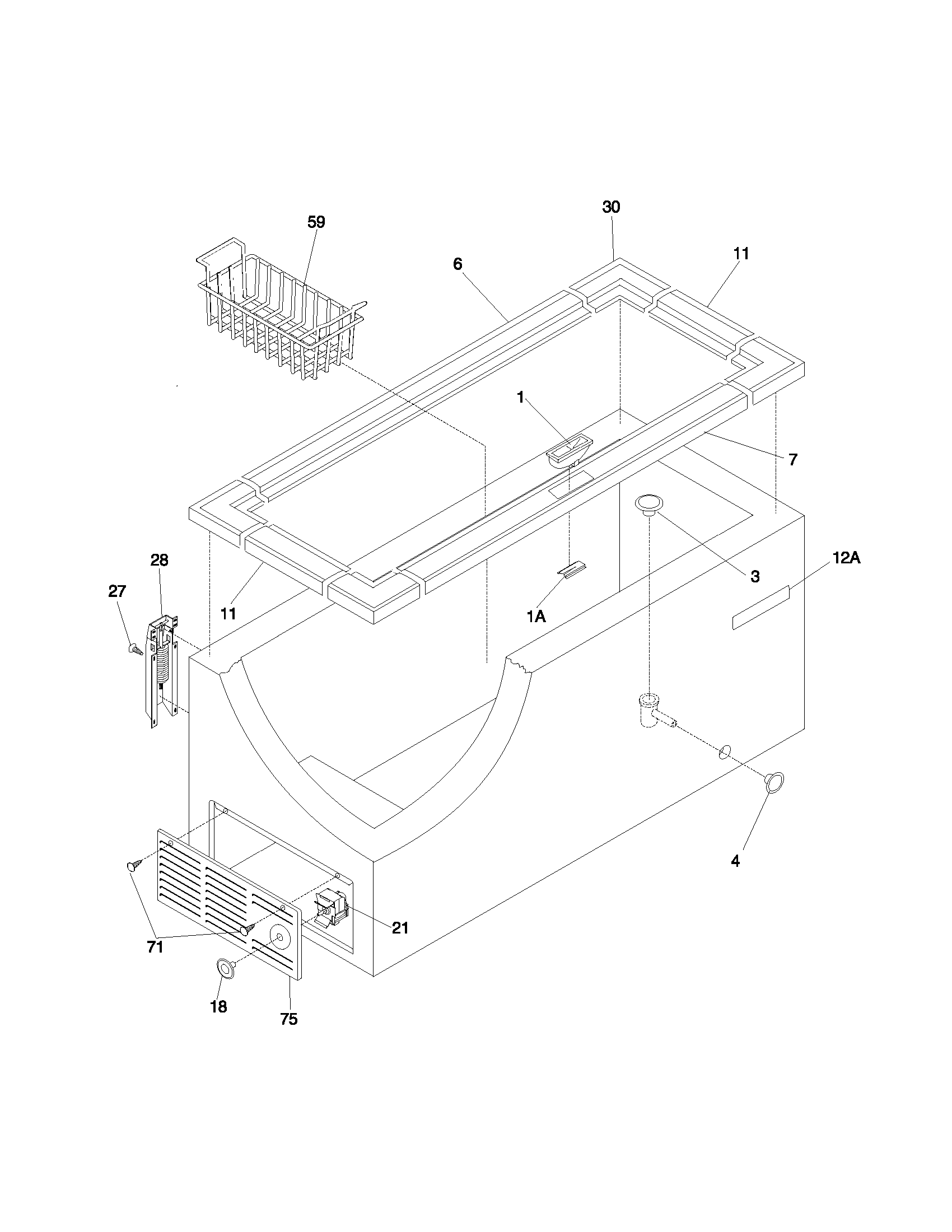 White-Westinghouse WFC15M4BW0 cabinet diagram