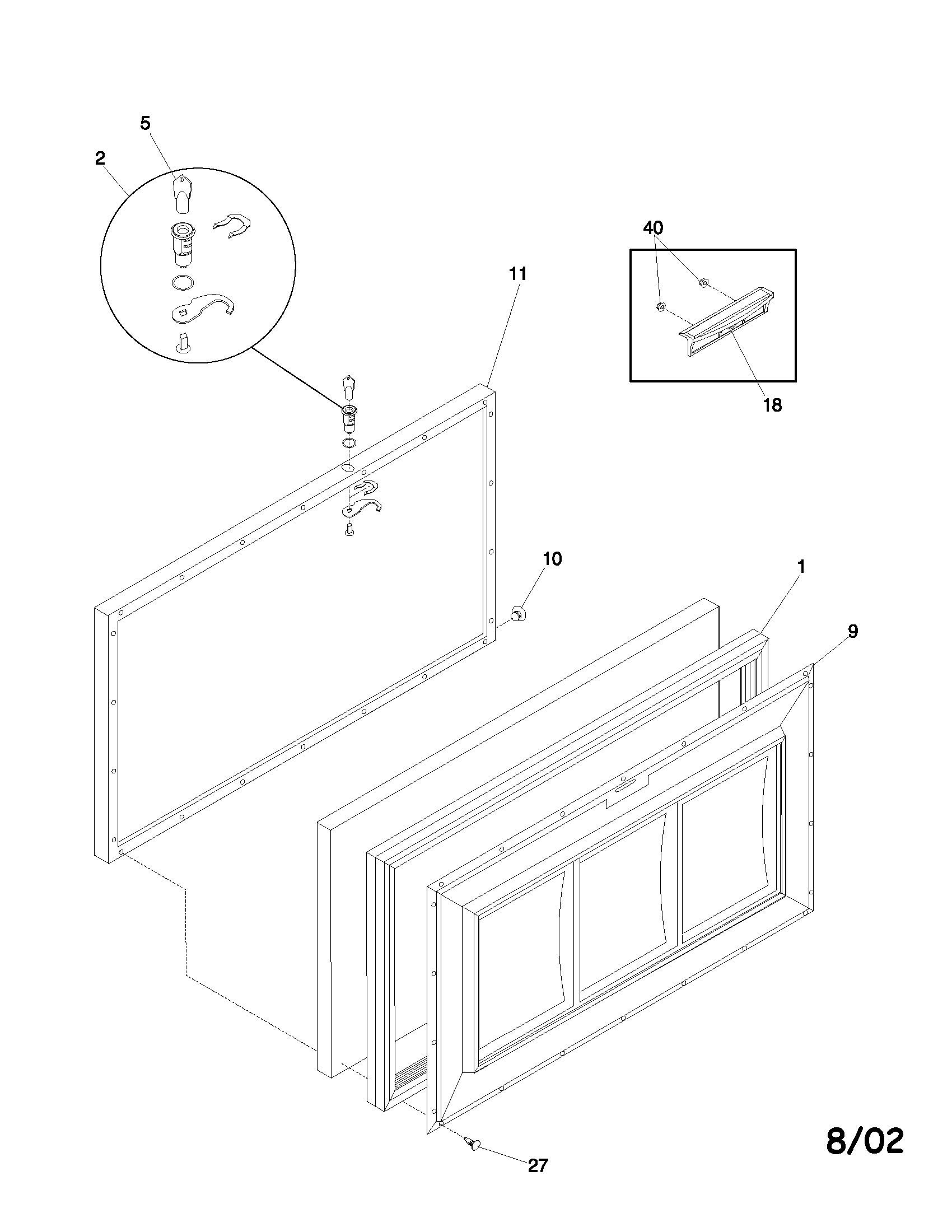 White-Westinghouse WFC09M3BW0 door diagram