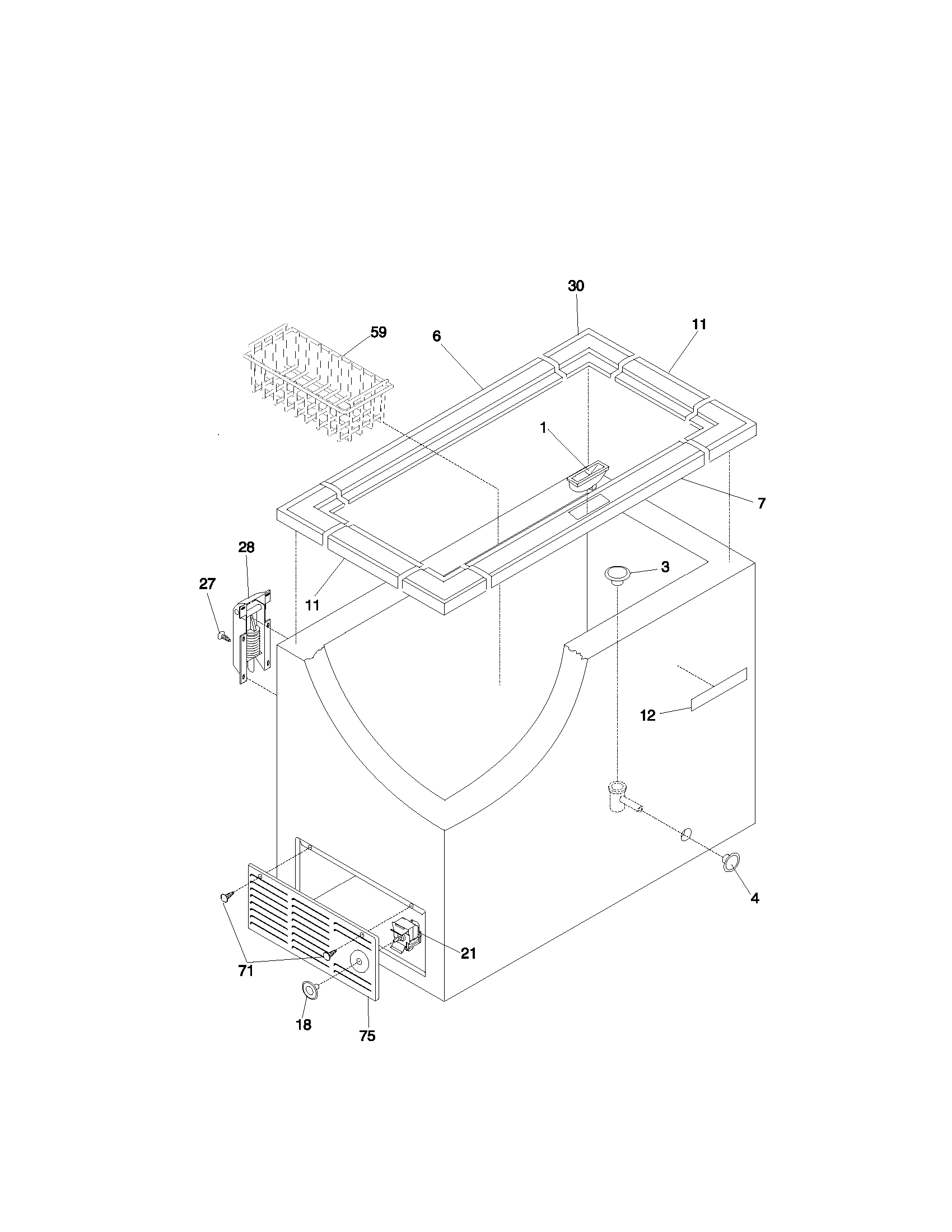 White-Westinghouse WFC09M3BW0 cabinet diagram