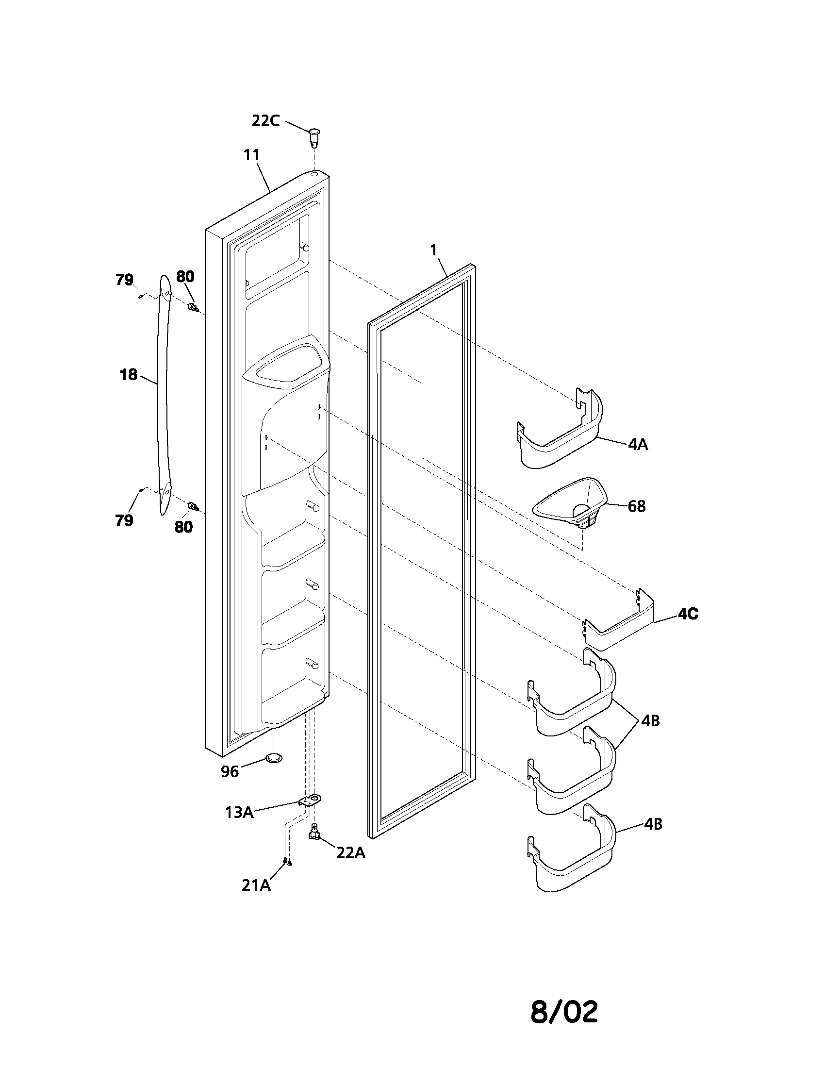 Frigidaire PLHS237ZAB4 freezer door diagram