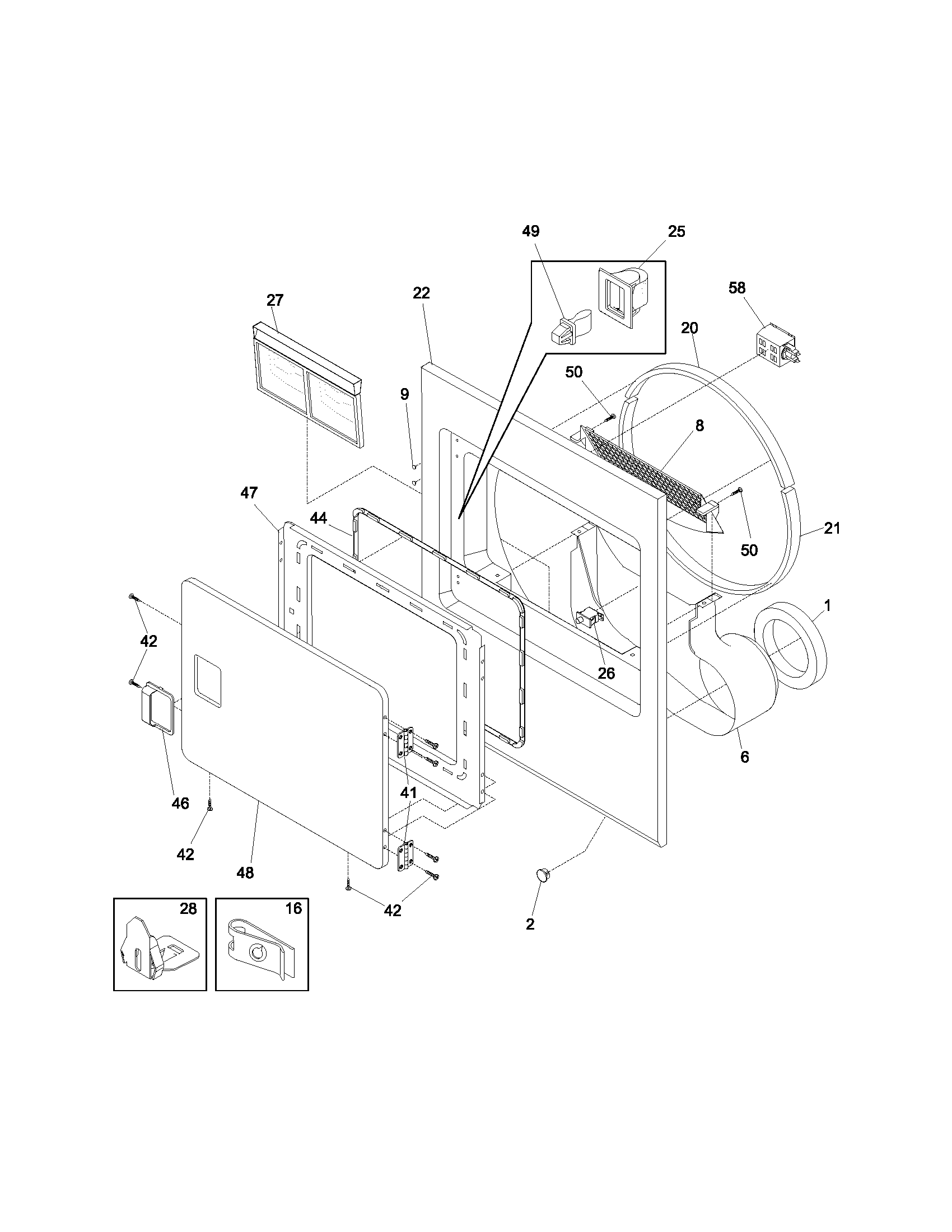 Frigidaire GSER642AS2 frnt pnl,door diagram