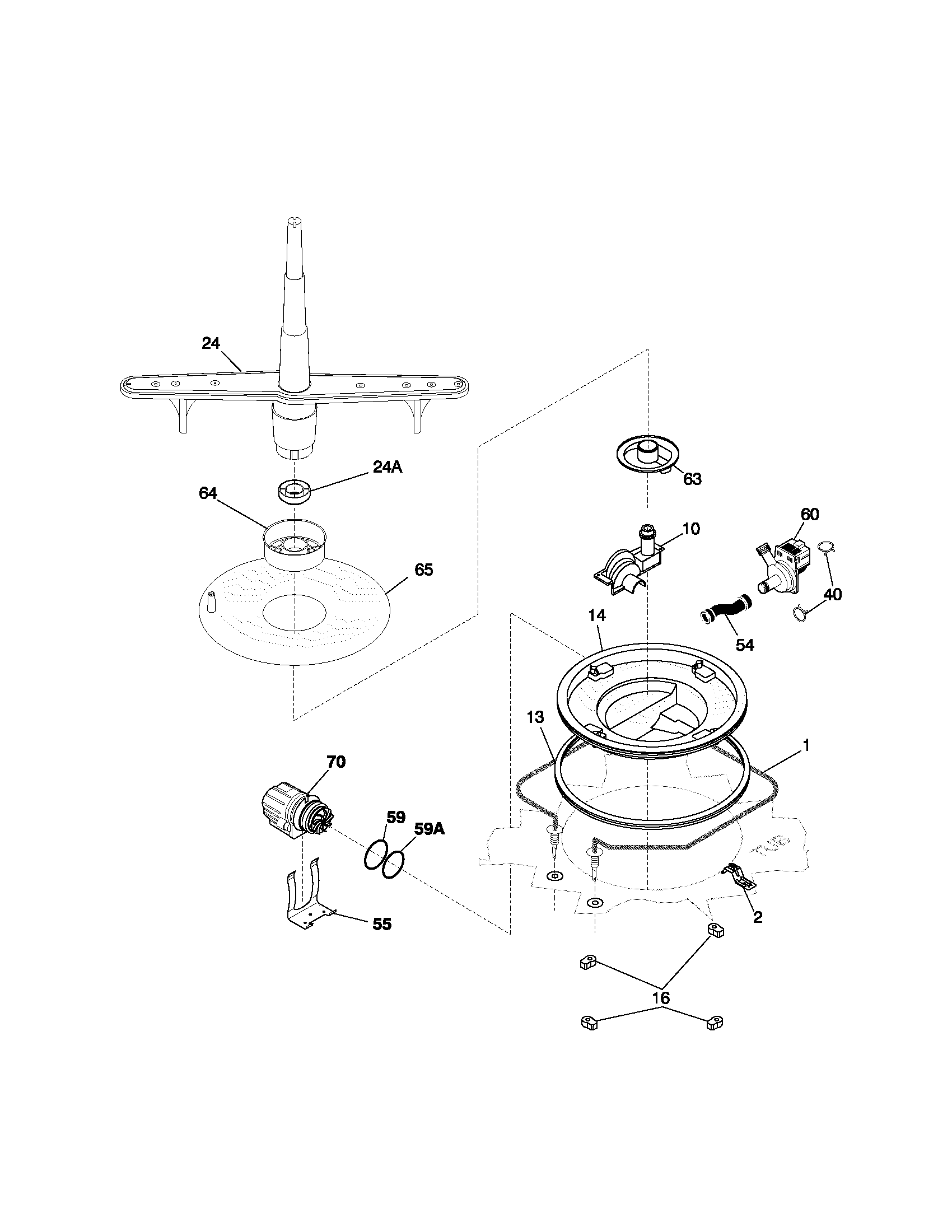 Frigidaire FDB126RBS0 motor & pump diagram
