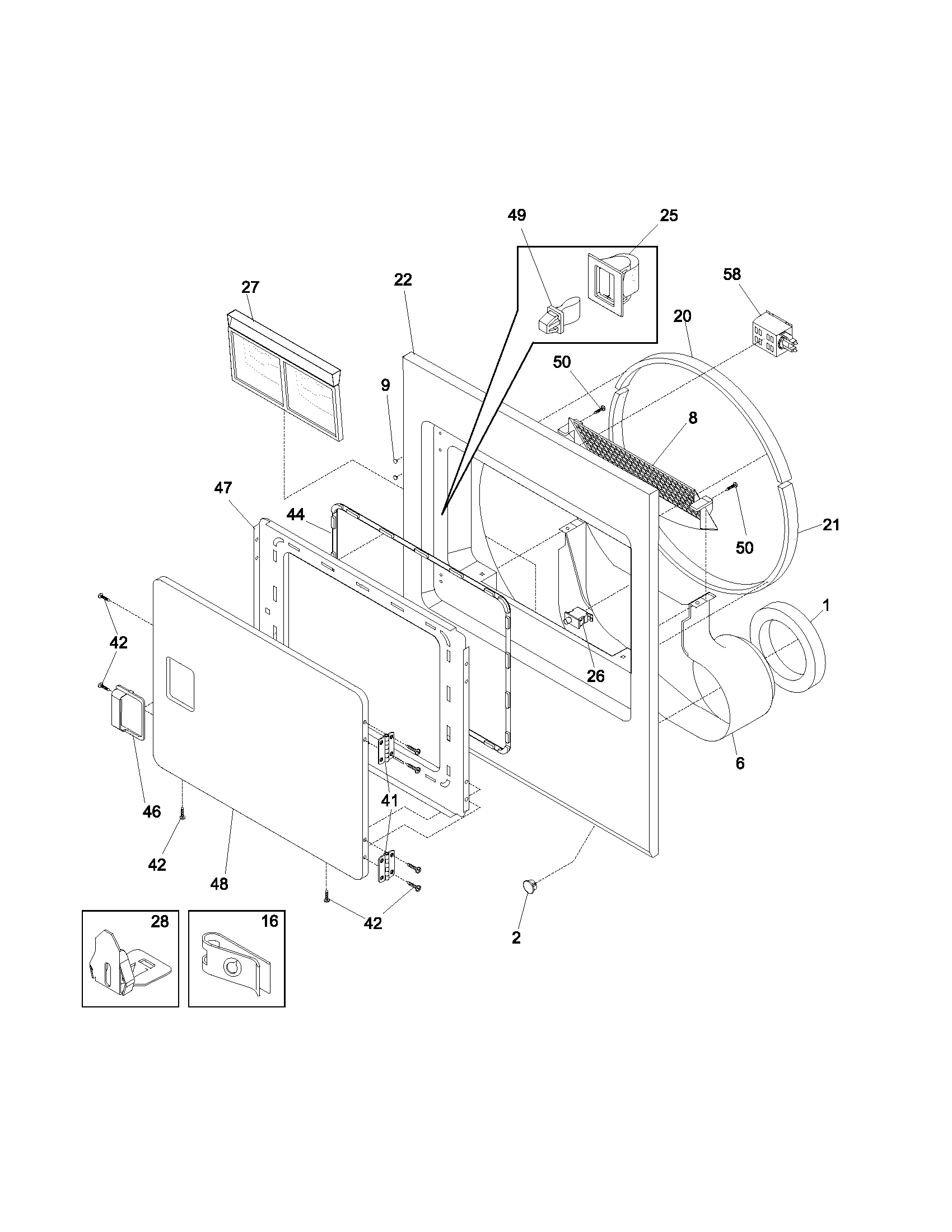 Frigidaire CRER442AS2 frnt pnl,door diagram