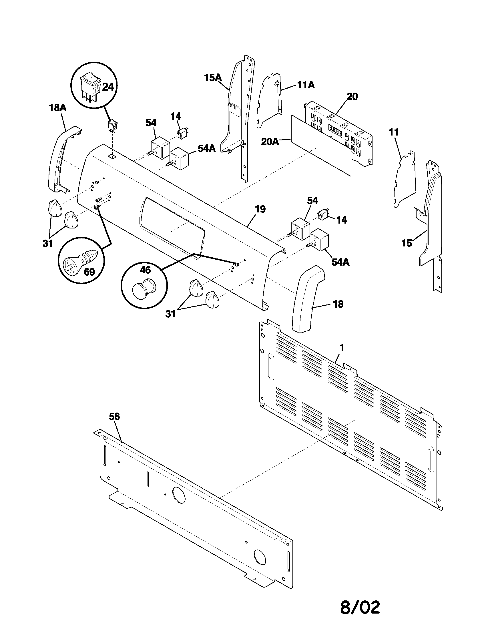 Frigidaire FEF362BXAWC backguard diagram
