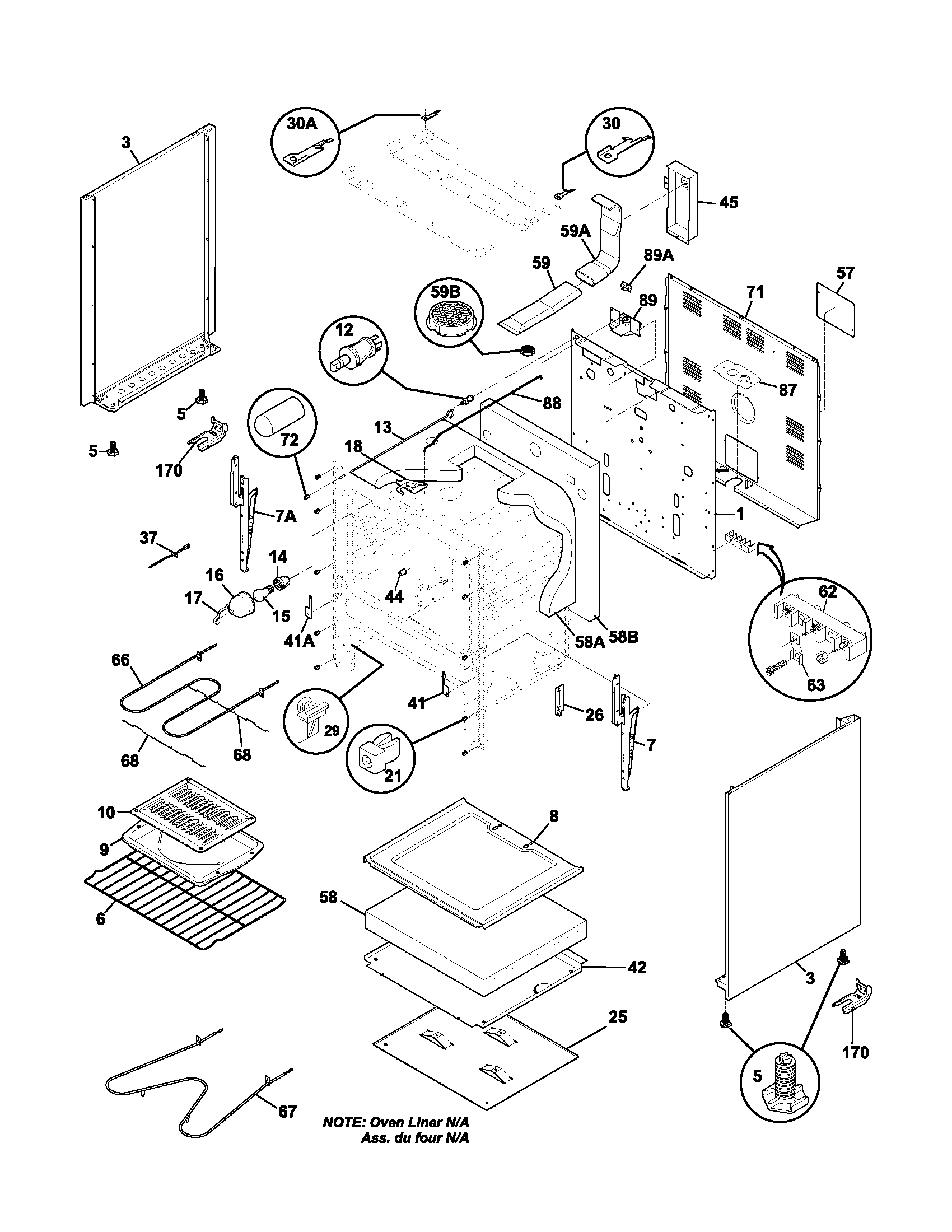 Frigidaire FEF362BXAWC body diagram
