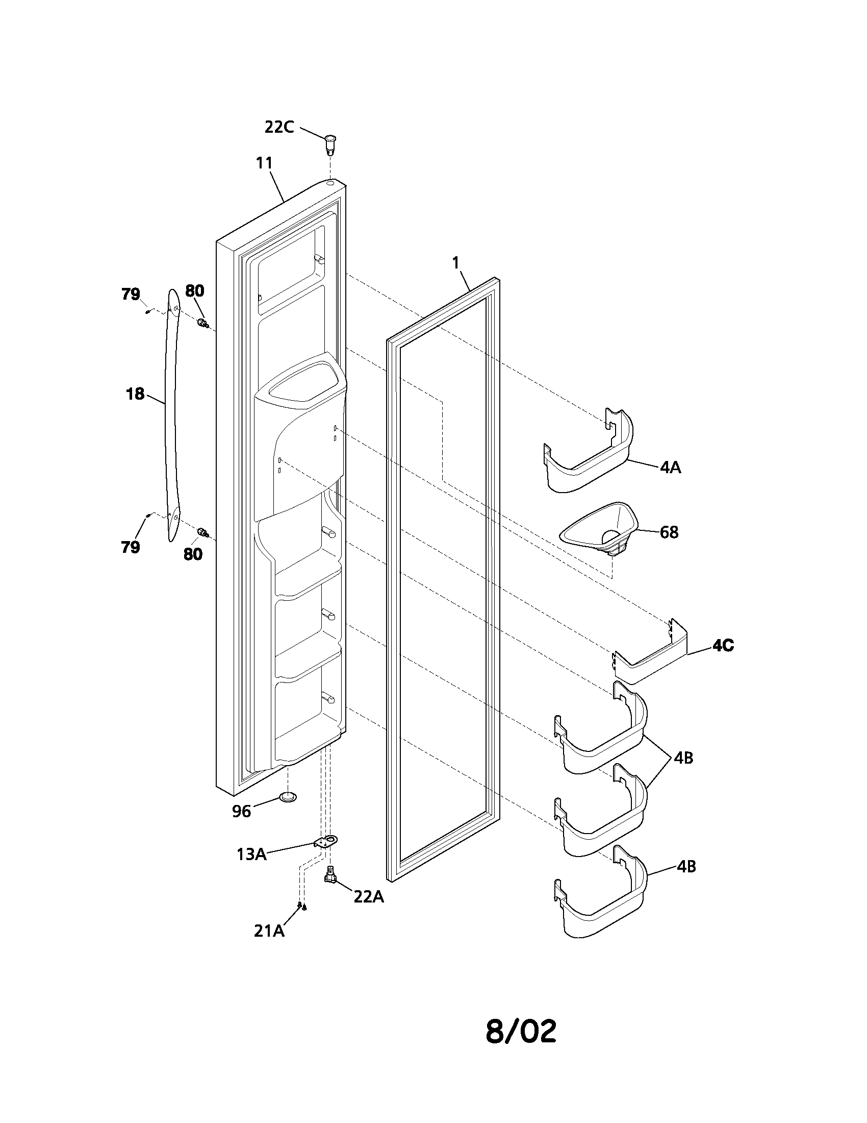 Frigidaire PLHS267ZAB4 freezer door diagram