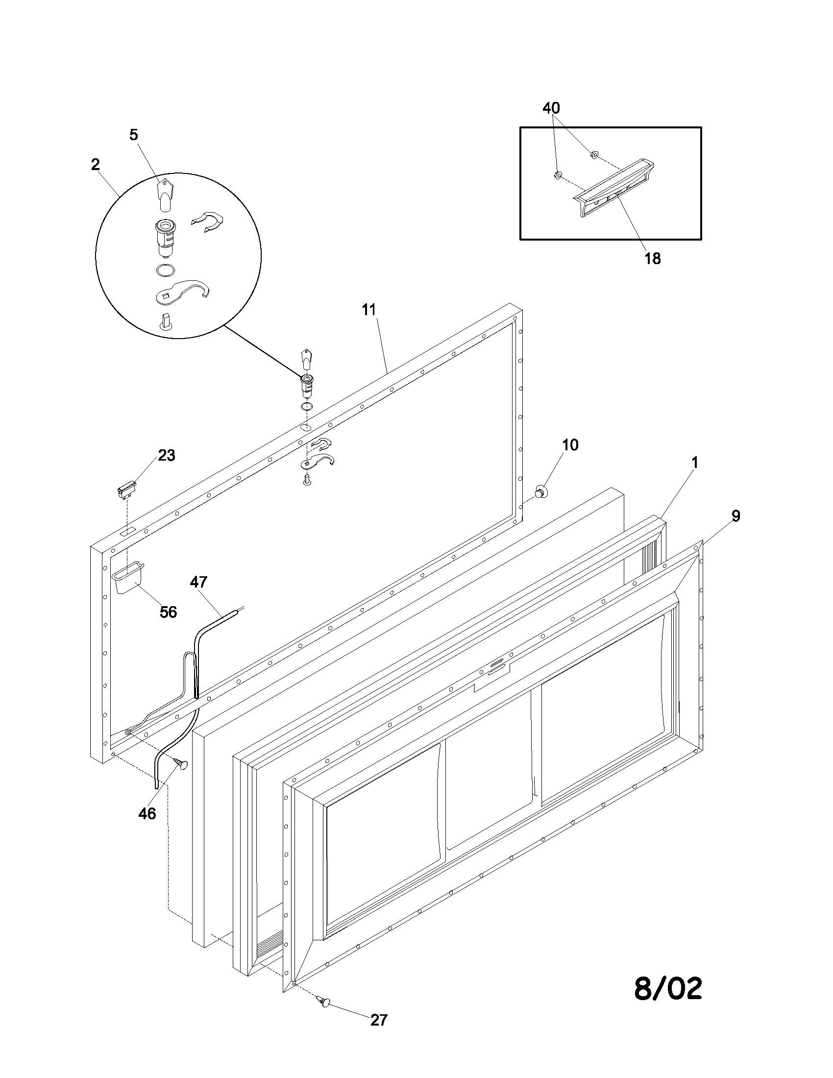 White-Westinghouse WFC25M4BW0 door diagram