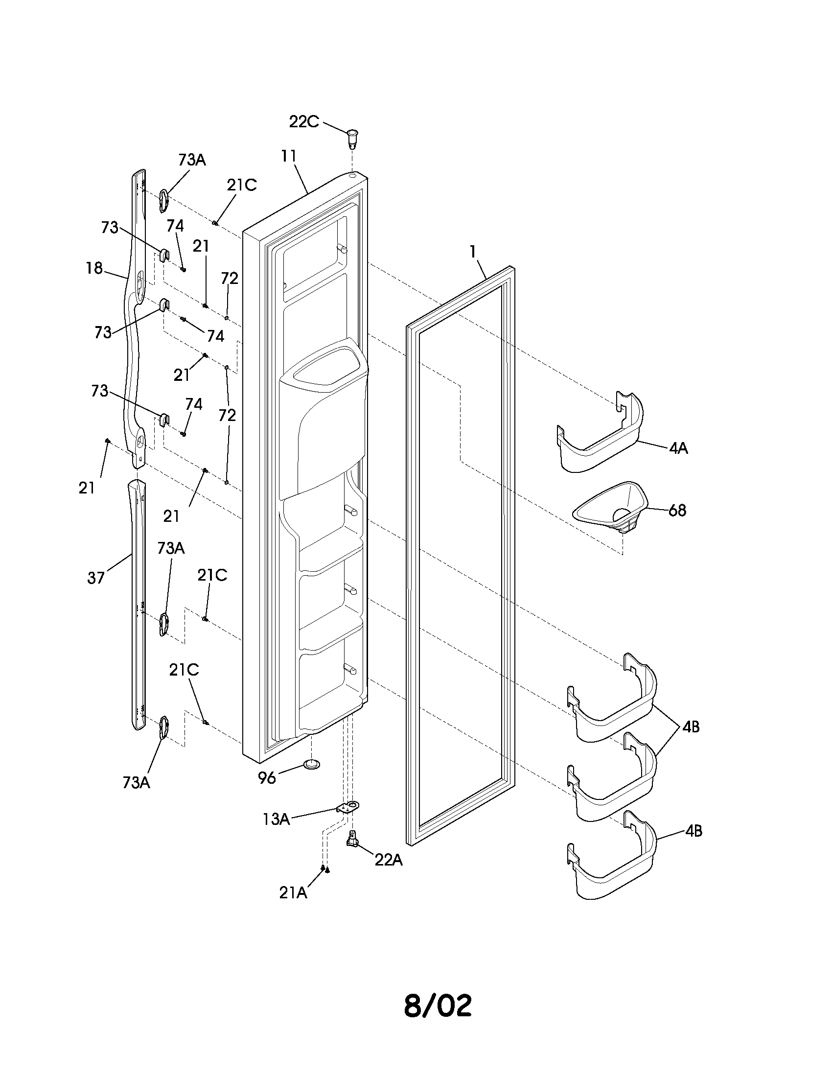 Frigidaire GLHS264ZAB3 freezer door diagram